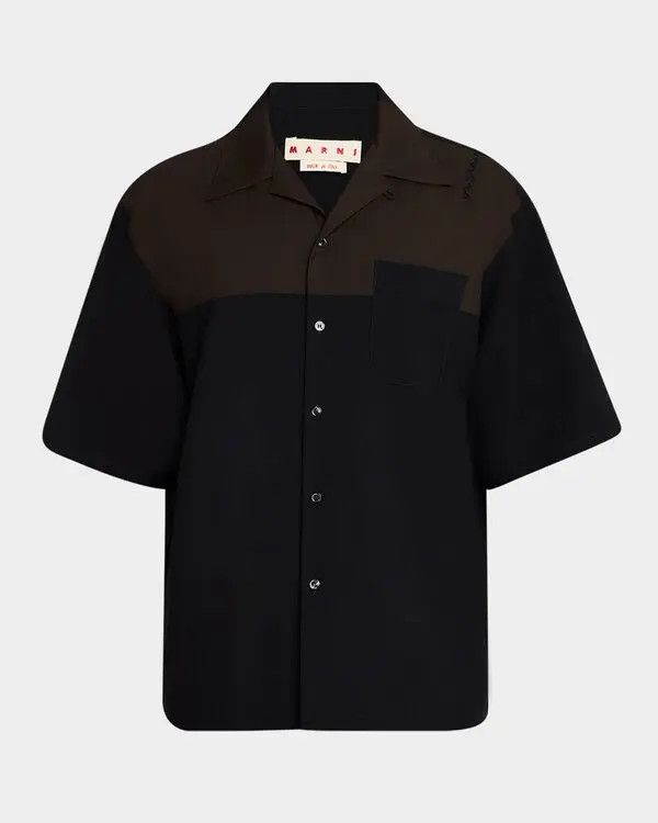 Marni o1w1db11125 Bicolor Camp Shirt in Black Size US S / EU 44-46 / 1 - 1 Thumbnail