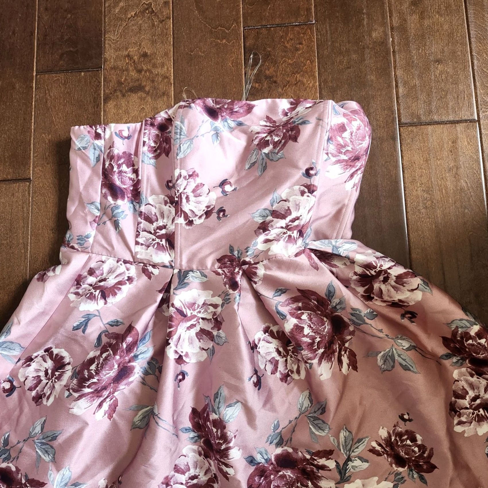 Vintage Speechless Womens Pink Floral Strapless Short Fit & Flare Dress - Size 17 Size 38" / US 16 / IT 52 - 5 Thumbnail