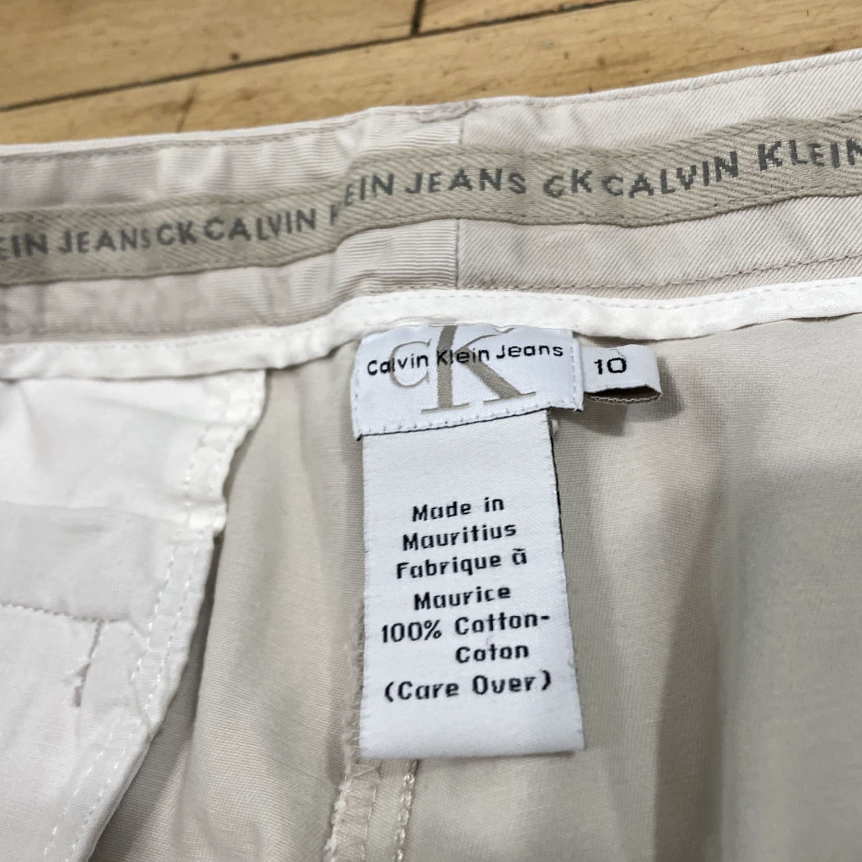 Calvin Klein VINTAGE Calvin Klein Jeans Pants Womens 10 Cream Khaki Flat Straight VTG Y2K Mauritius W30xL30 Size 32" / US 10 / IT 46 - 6 Thumbnail