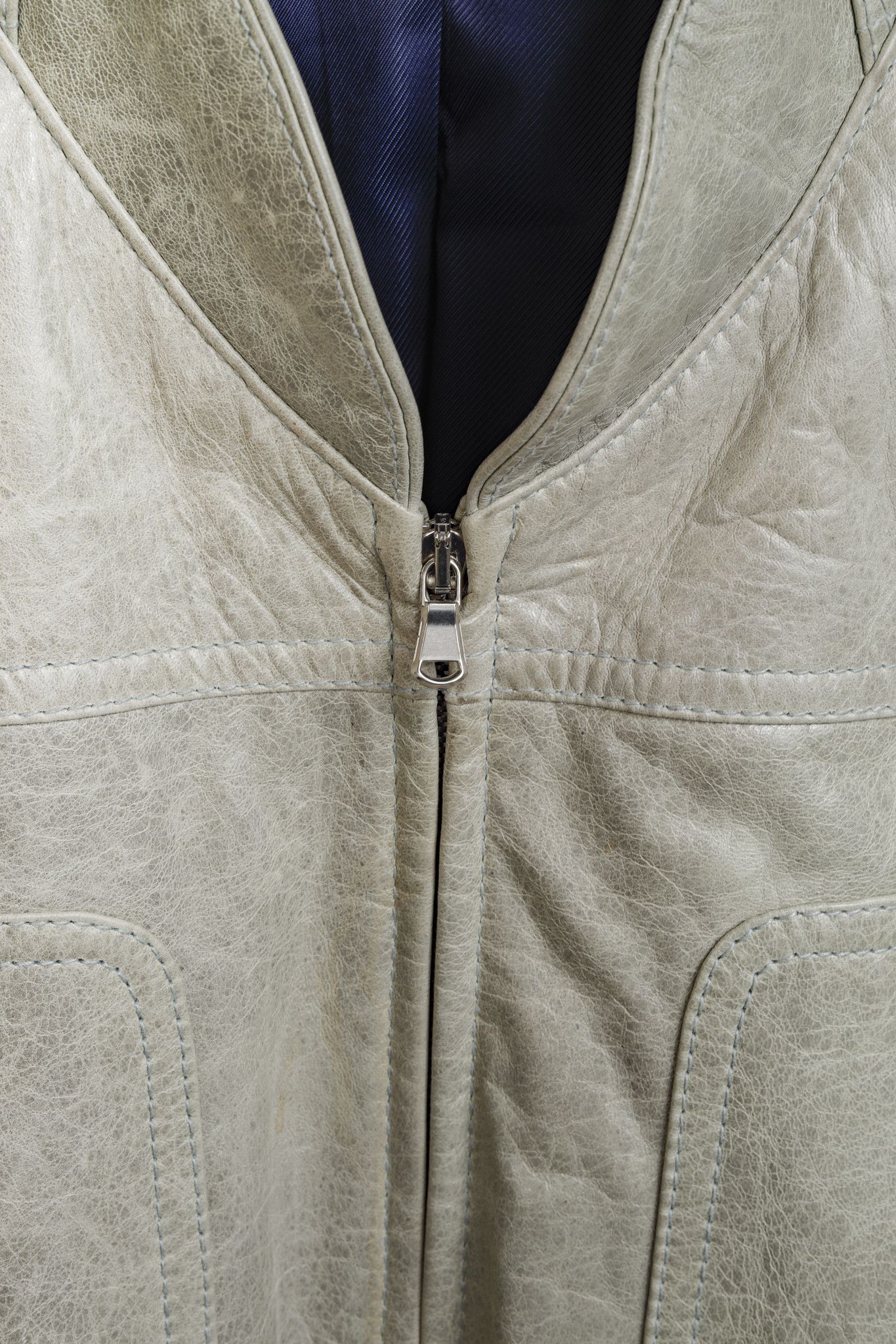 Balenciaga Balenciaga 2008 Arena Goat Leather Grey Navy Zip Bomber Size M / US 6-8 / IT 42-44 - 8 Thumbnail