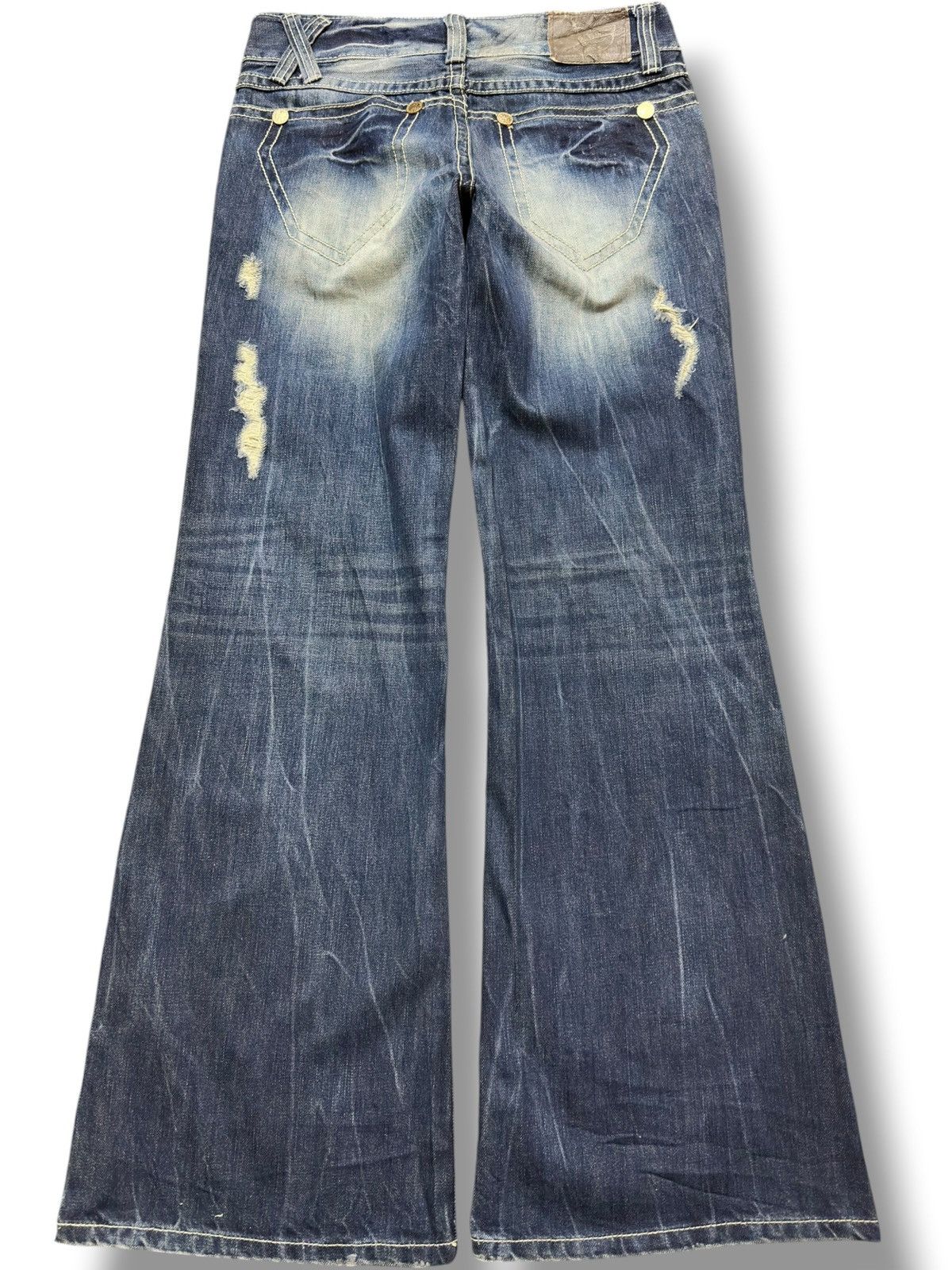 Diane von Furstenberg Vintage D.I.A Flare Mudwash Ripped Distressed Denim Size US 28 / EU 44 - 4 Thumbnail