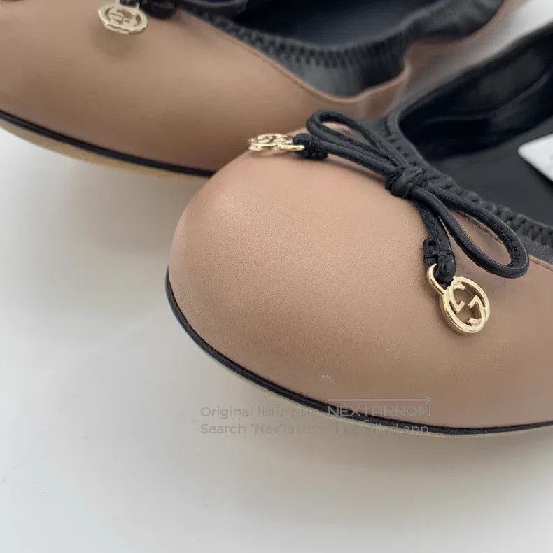Gucci Gucci Rubber powder bow ballet flat casual shoes Size US 8 / IT 38 - 9 Thumbnail