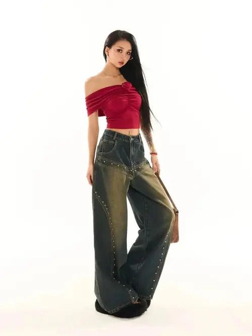 Jean Vintage Washed Blue High Waisted Jeans Size 34" / US 12 / IT 48 - 4 Thumbnail