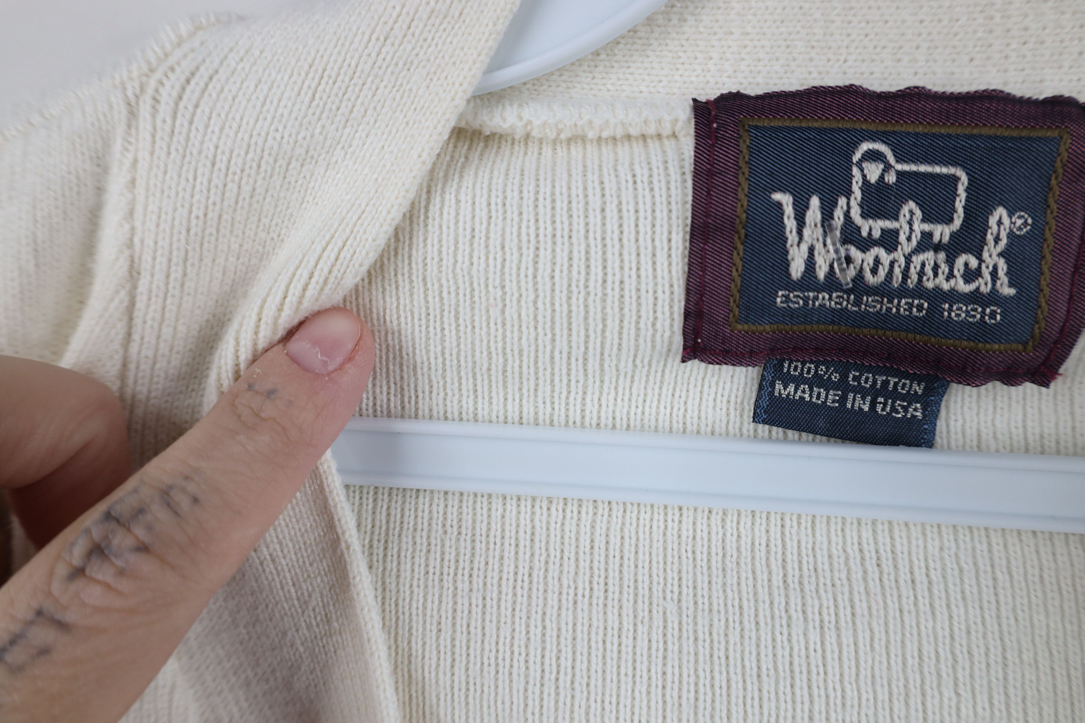 Woolrich Woolen Mills Vintage 90s Woolrich Ribbed Knit Cardigan Sweater Cream USA Size S / US 4 / IT 40 - 5 Thumbnail