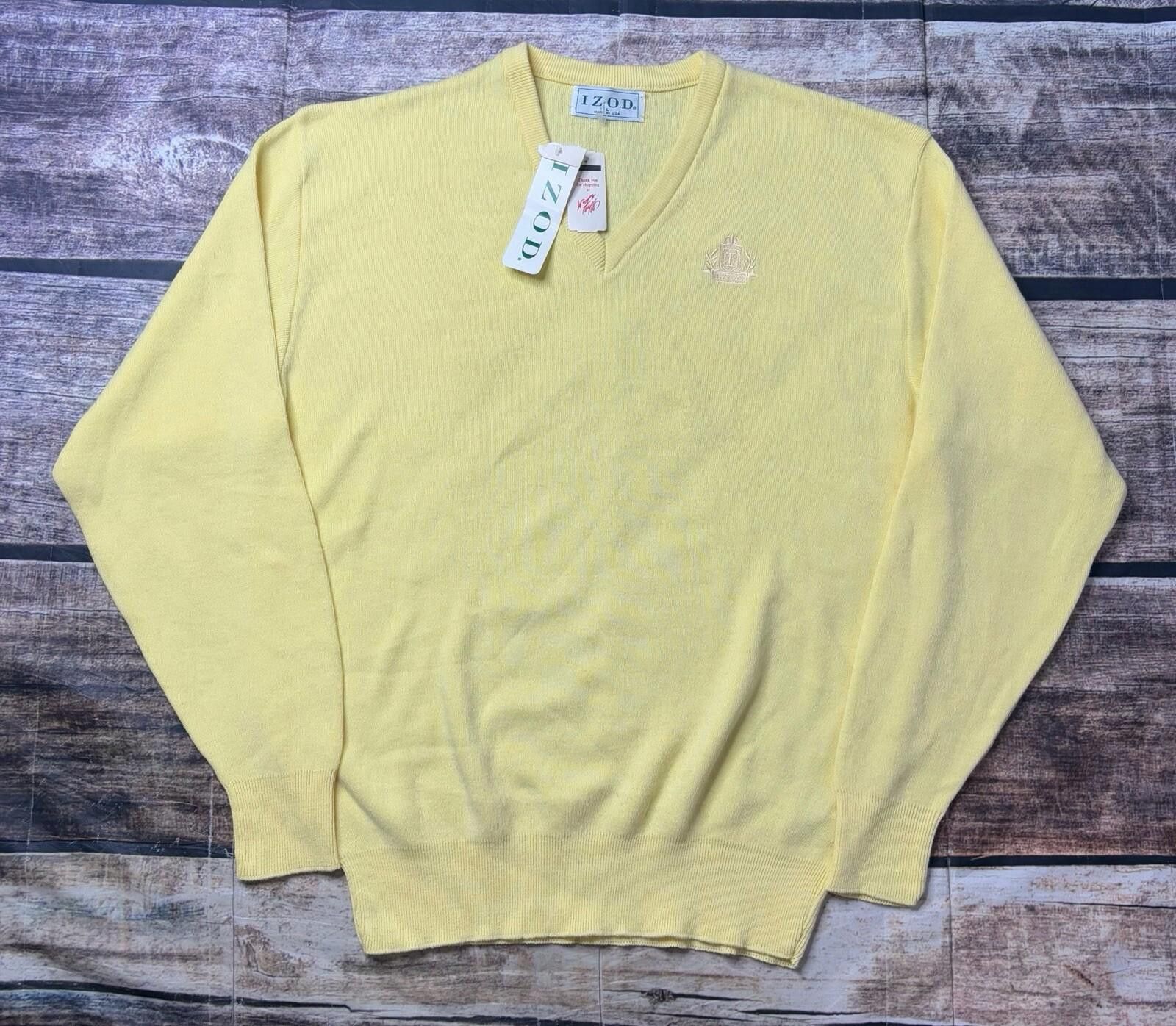 Izod VTG Izod Sweater Men's Large V-Neck Pullover Acrylic USA 80s Size US L / EU 52-54 / 3 - 1 Thumbnail