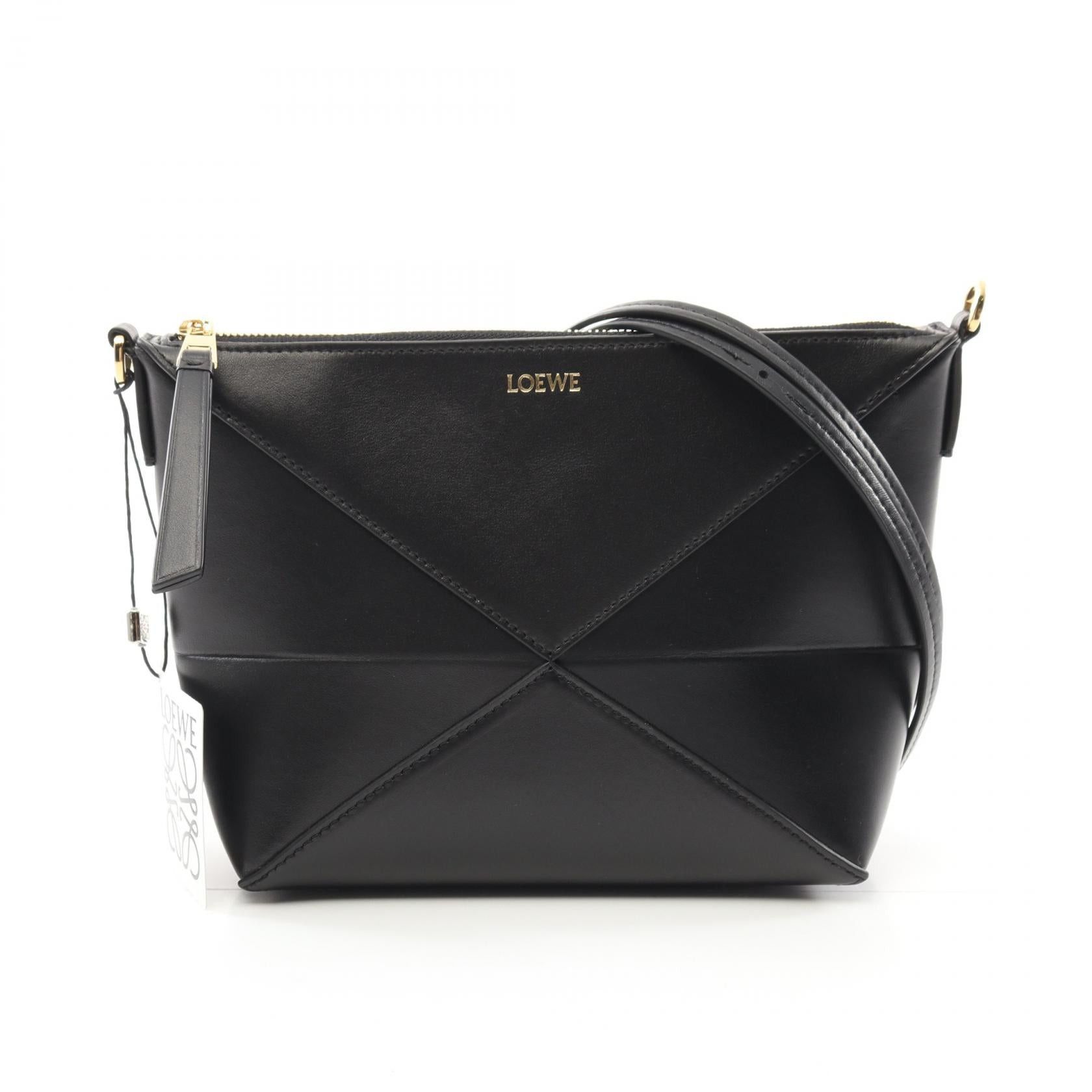 Loewe Loewe Puzzle Fold Pouch Clutch Bag Leather Black Size ONE SIZE - 1 Thumbnail