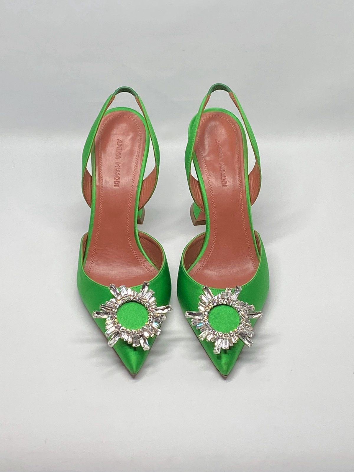 Amina Muaddi Amina Muaddi Begum Satin & Crystal Slingback Pumps size 37.5 Size US 7.5 / IT 37.5 - 3 Thumbnail