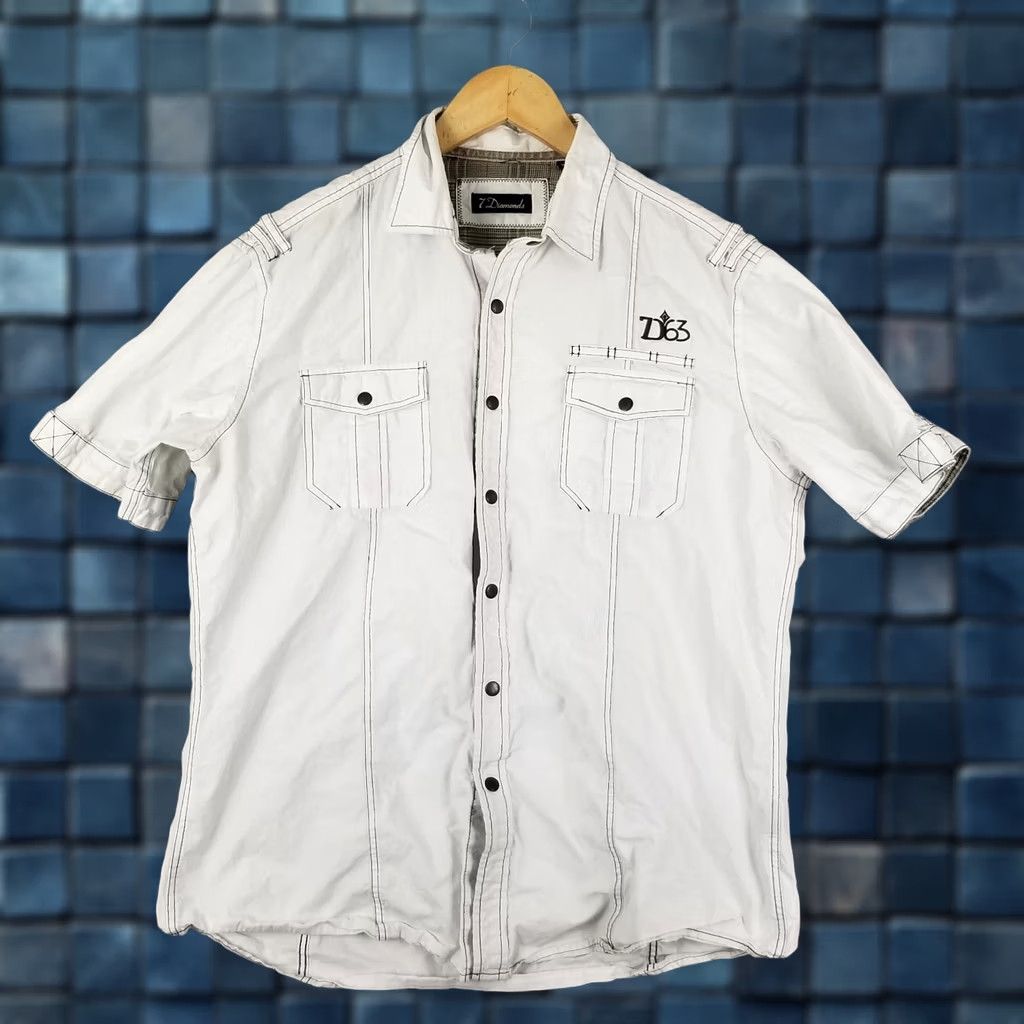 Vintage 7 Diamonds Shirt Men XL Cyber Tech Division Logo Pockets Button-Up Casual Shirt Size US XL / EU 56 / 4 - 1 Thumbnail