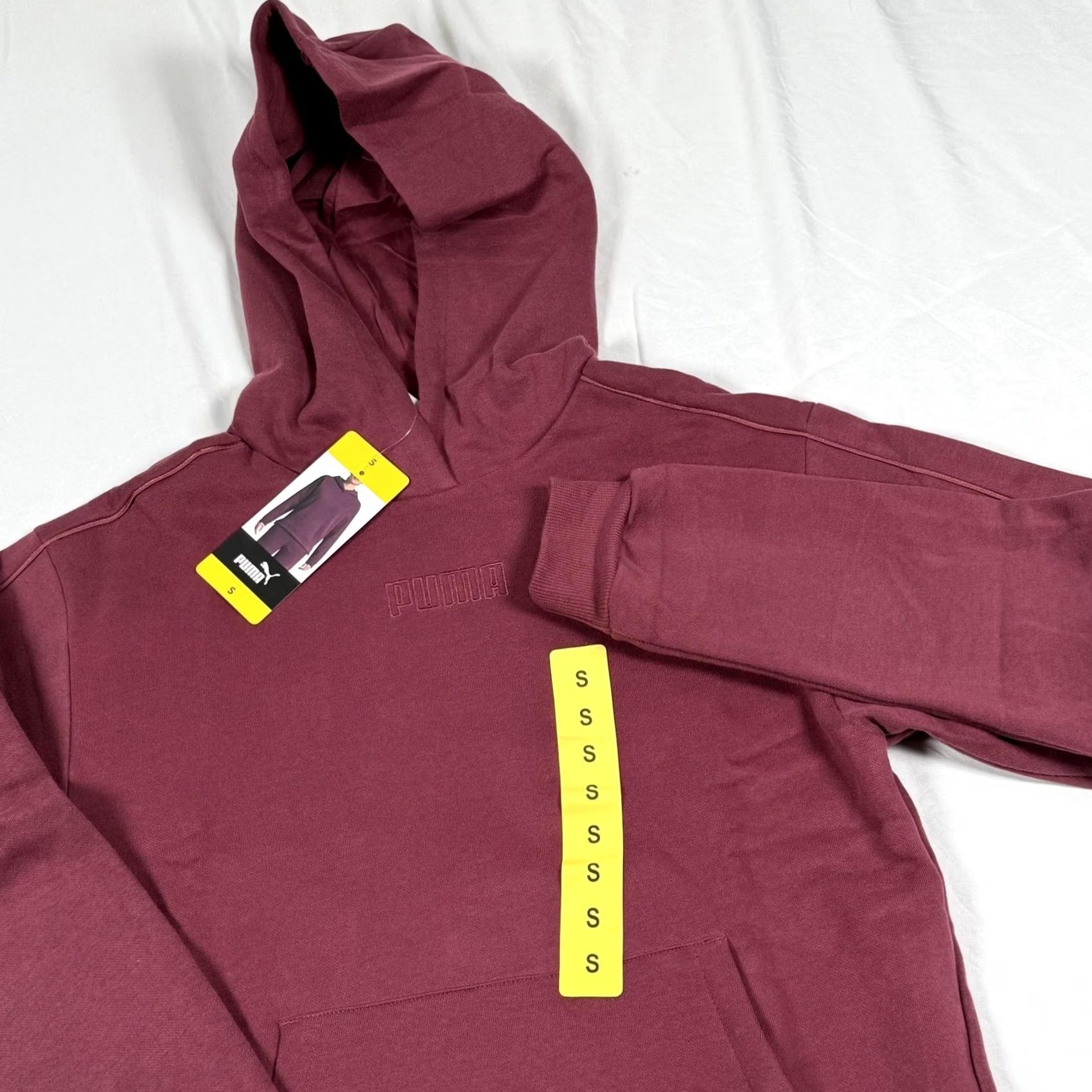 Puma PUMA Hoodie Sweatshirt Small Maroon Pullover Fleece Kangaroo Pocket Athleisure Womens S Size S / US 4 / IT 40 - 2 Thumbnail