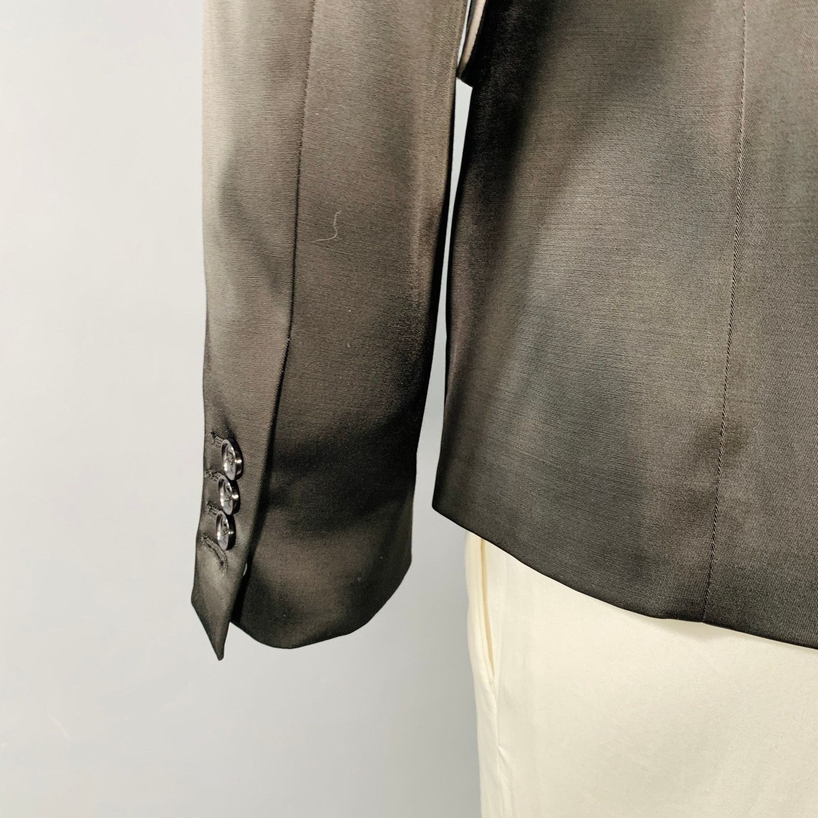 Raf Simons Black White Satin Wool Acrylic Peak Lapel Contrast Trim Size 42R - 4 Thumbnail