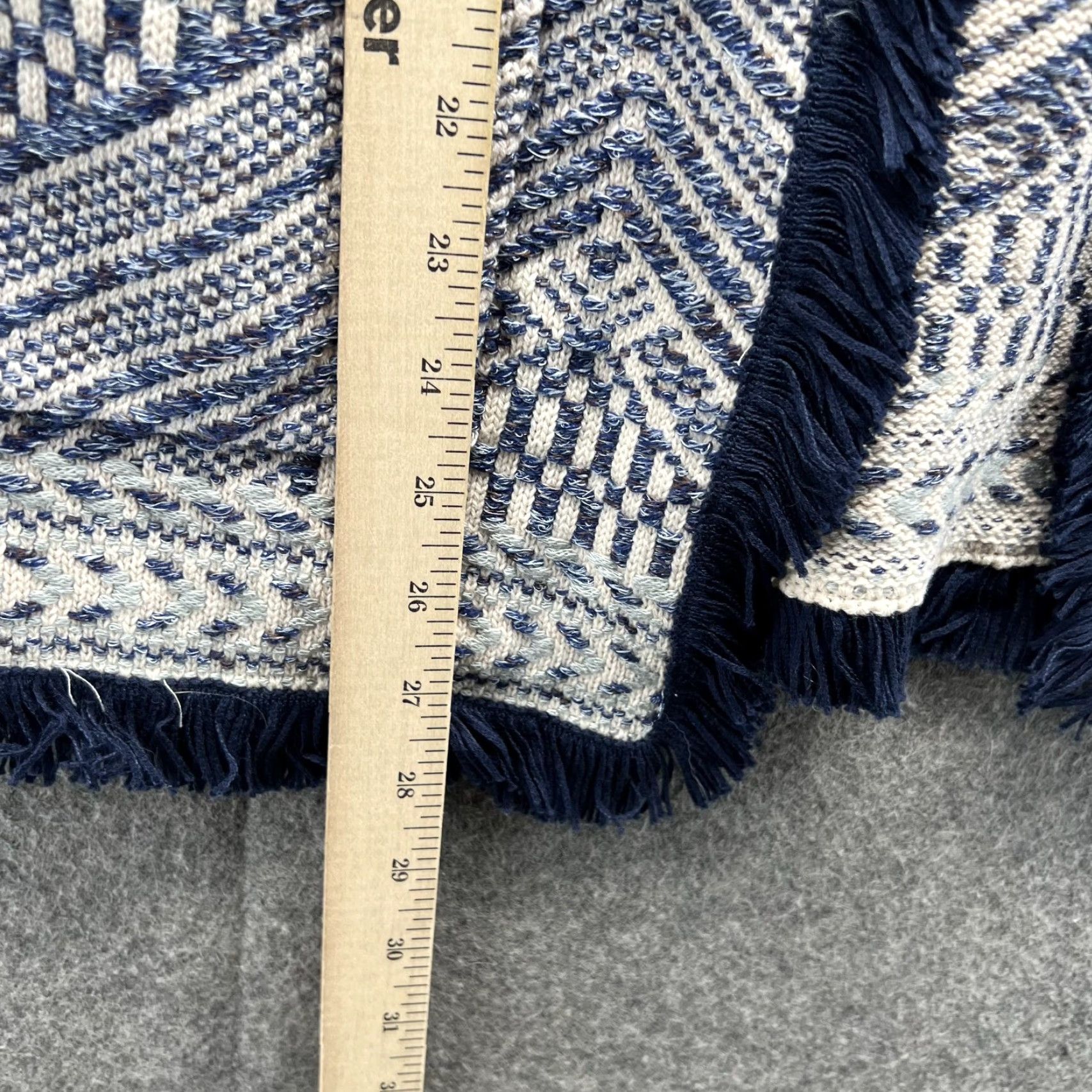 Lucky Brand Lucky Brand Cardigan Women Small Blue White Fringe Knit Boho Open Front Sweater Size S / US 4 / IT 40 - 4 Thumbnail