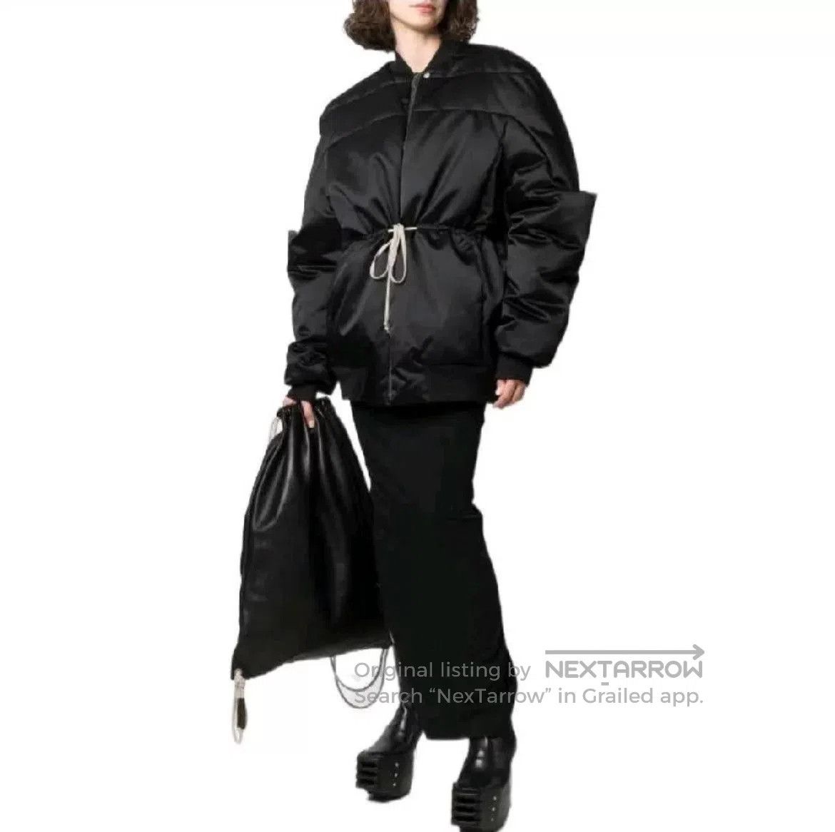 Rick Owens oversized black puffer jacket with waist tie. Size US L / EU 52-54 / 3 - 8 Thumbnail