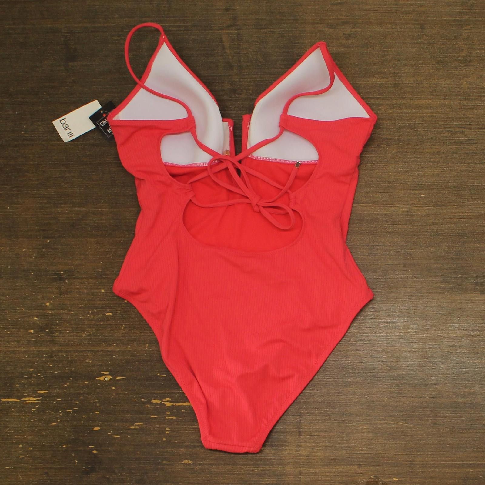 Bar III Nwt Bar Iii V-wire One-piece Swimsuit Bright Rose Pink Xl Size ONE SIZE - 2 Thumbnail