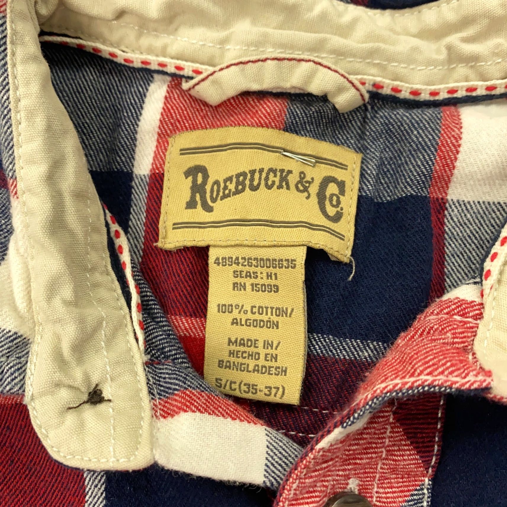 CO VINTAGE Roebuck & Co Flannel Shirt Mens S Blue Red White Plaid Elbow Patches Shirt Mens Small Blue Red White Plaid Elbow Patches Size US S / EU 44-46 / 1 - 7 Thumbnail