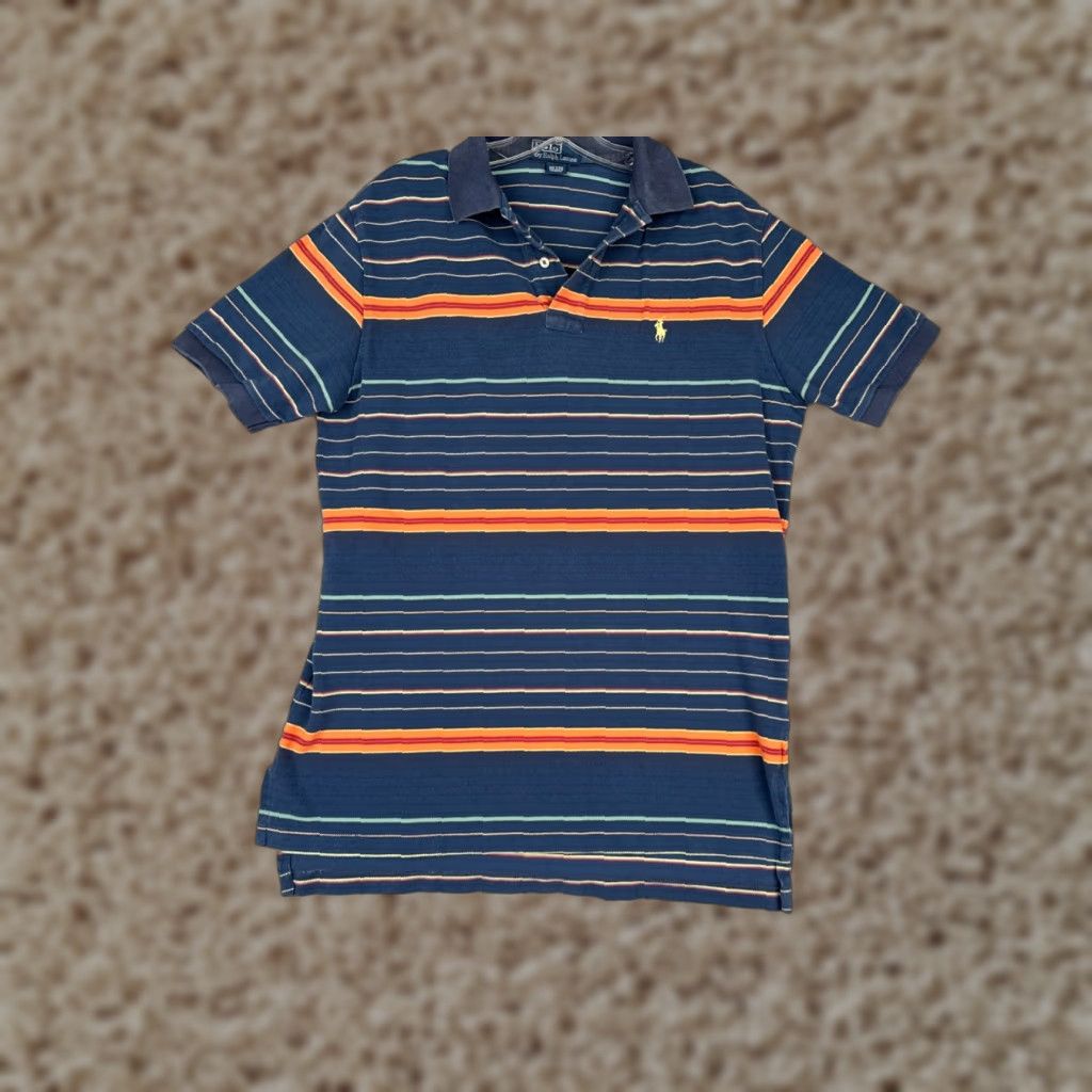 Ralph Lauren VINTAGE Ralph Lauren Polo Shirt Men Large Blue Stripe 100% Cotton Polo Shirt Men L Blue Stripe 100% Cotton Ralph Lauren Mens Shirt Size US L / EU 52-54 / 3 - 1 Thumbnail