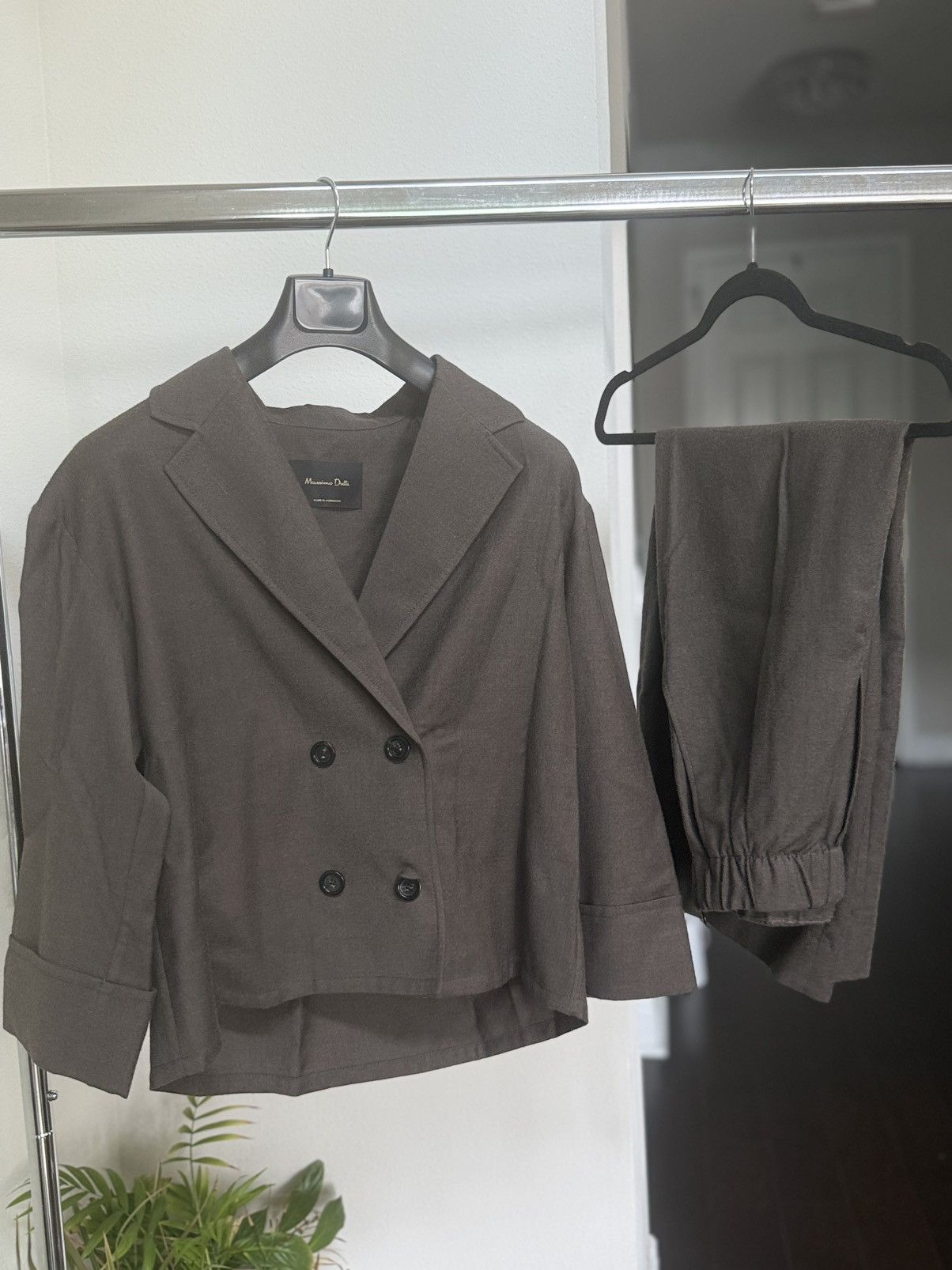 Massimo Dutti Massimo Dutti Brown Double Breasted Blazer Wide Trouser Set Size XS / US 0-2 / IT 36-38 - 1 Thumbnail