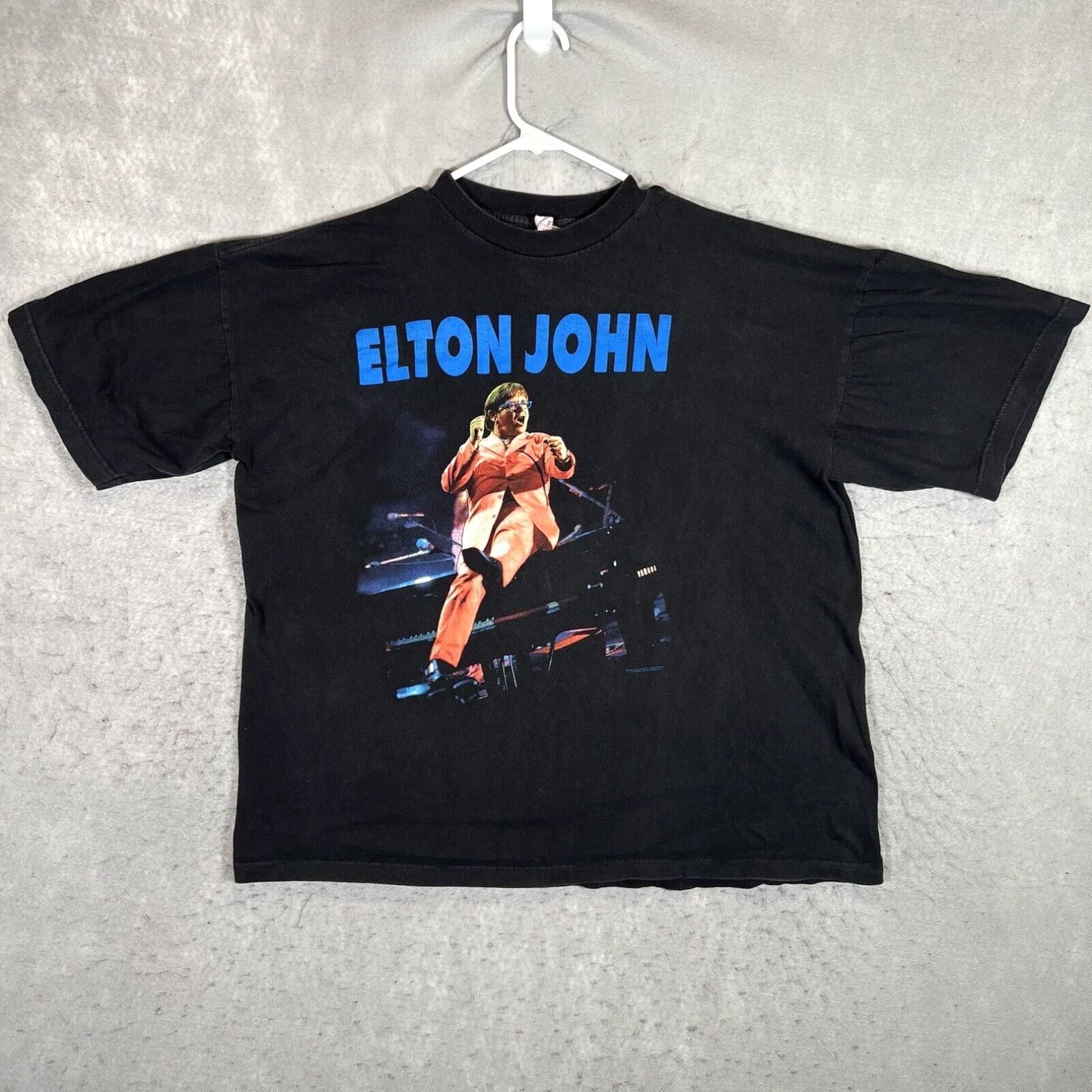 image of A1 Vintage 1997 Elton John Tour T Shirt Adult XL Black Music Mens in White