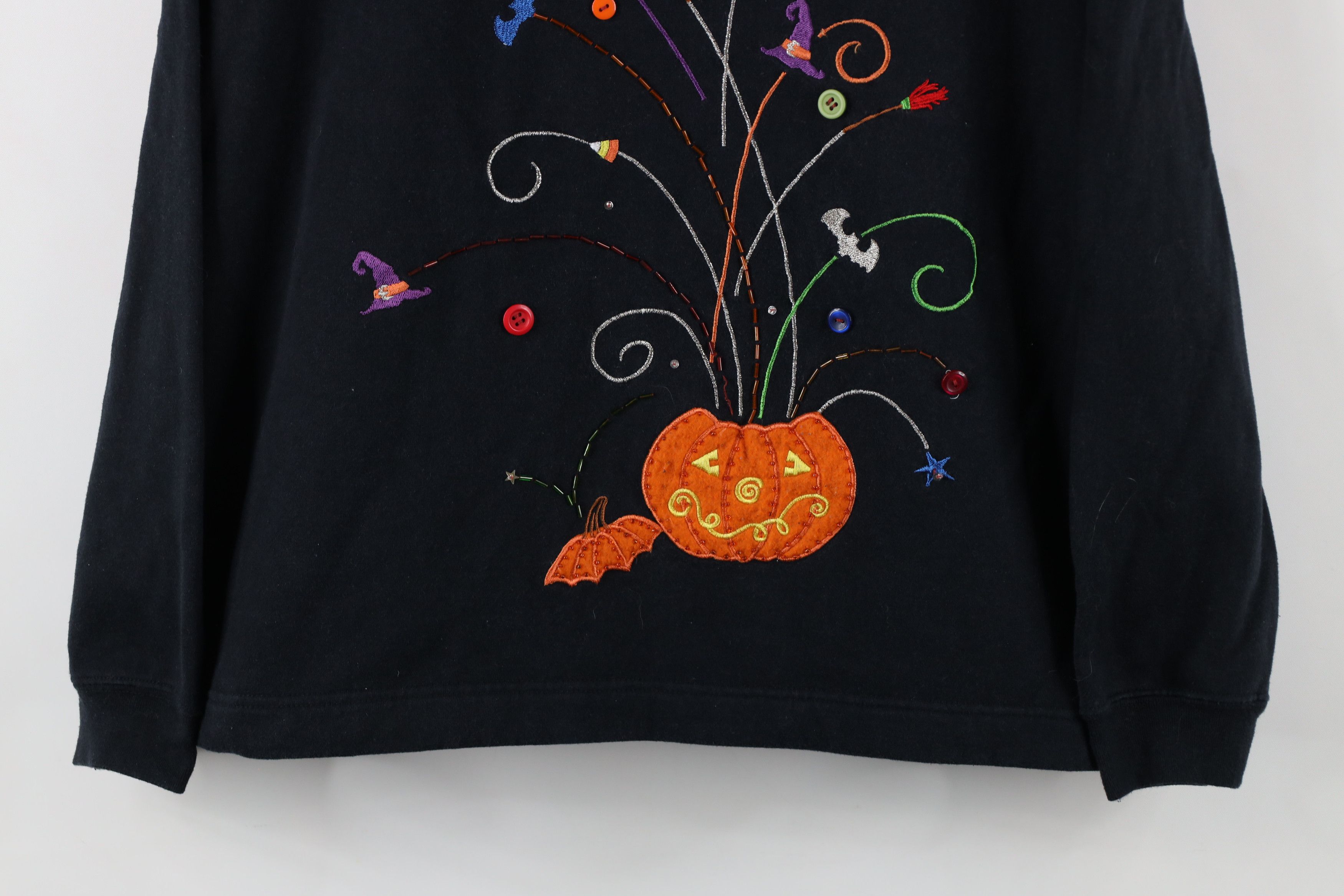 Vintage Vintage 90s Streetwear Halloween Pumpkin Witch Sweatshirt Size XL / US 12-14 / IT 48-50 - 3 Thumbnail
