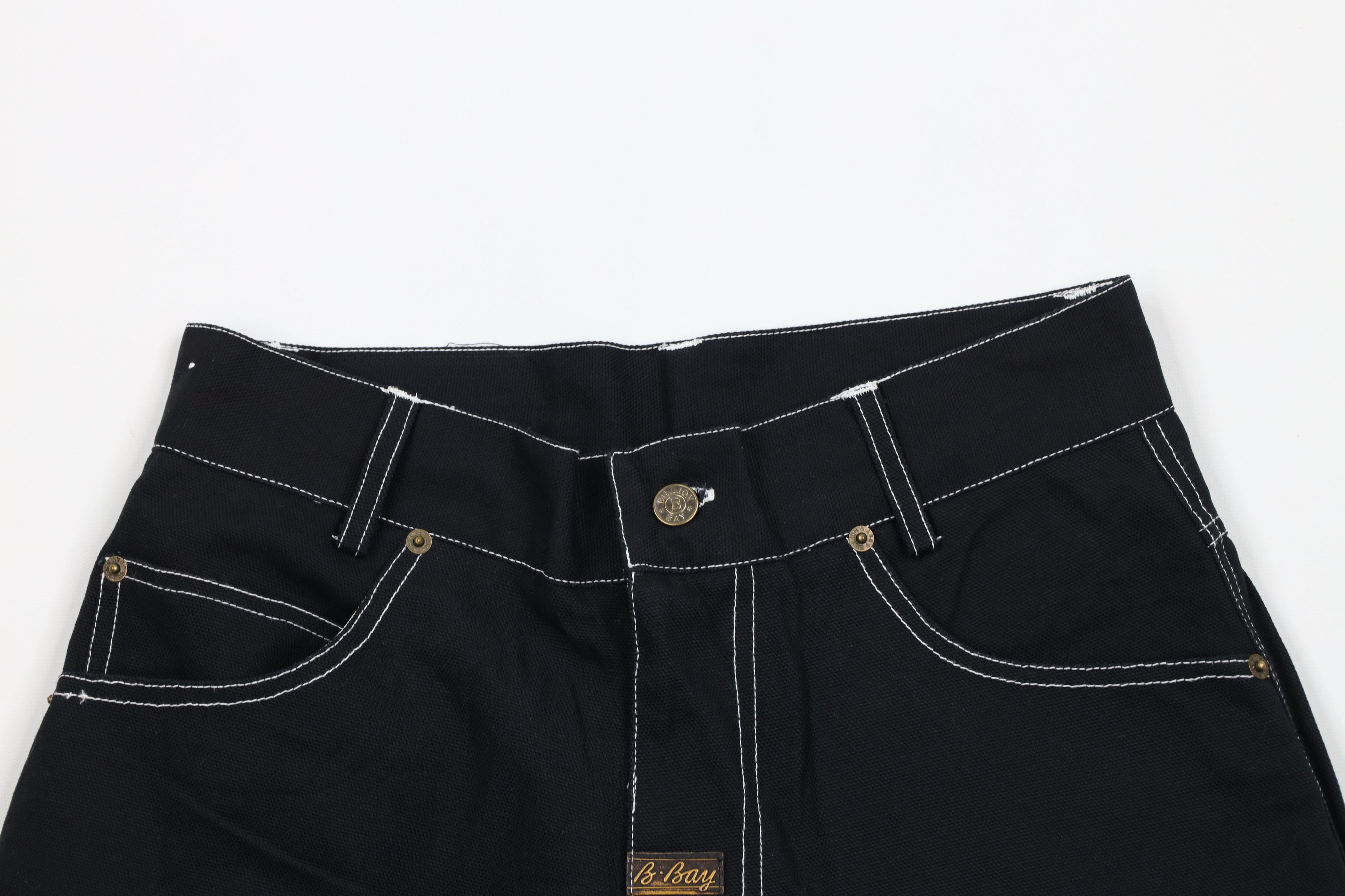 Vintage Deadstock Vintage 90s Streetwear Canvas Shorts Black Cotton Size US 30 / EU 46 - 2 Thumbnail