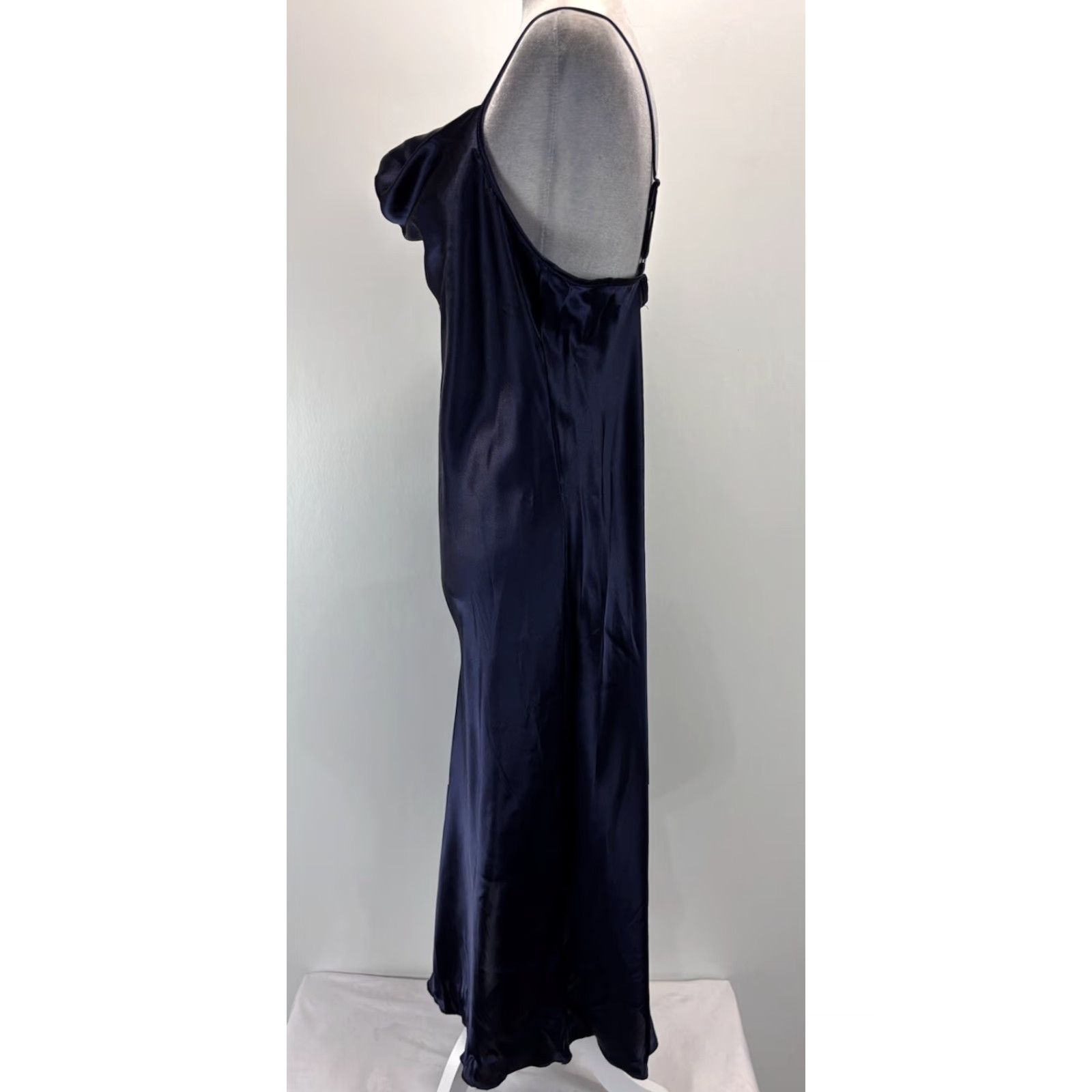 Bebe bebe Satin Cowl Neck Midi Slip Dress Sz Large Women’s Navy Blue Whimsigoth Size L / US 10 / IT 46 - 2 Thumbnail