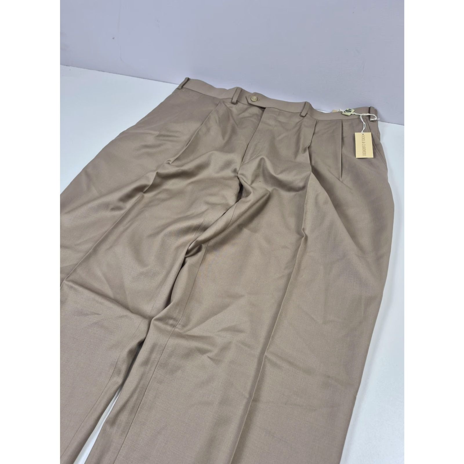 Ralph Lauren VINTAGE LAUREN RALPH LAUREN Pants Mens 40x36 Beige Wool Cashmere Pleated Dress Unhemmed Size US 40 / EU 56 - 2 Thumbnail