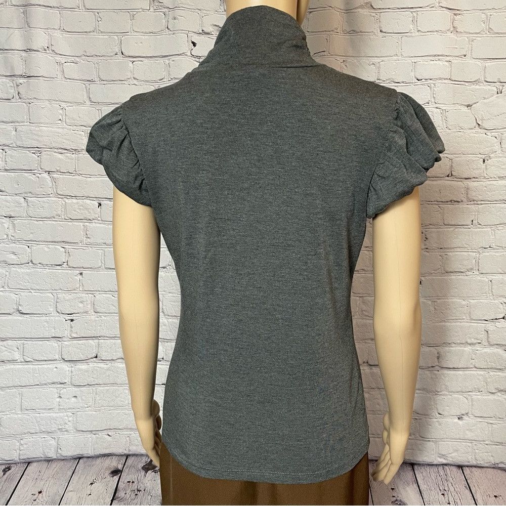 Other Aqua Grey Knit Short Puff Sleeve High Neck Top Size L Runs Size M / US 6-8 / IT 42-44 - 5 Thumbnail
