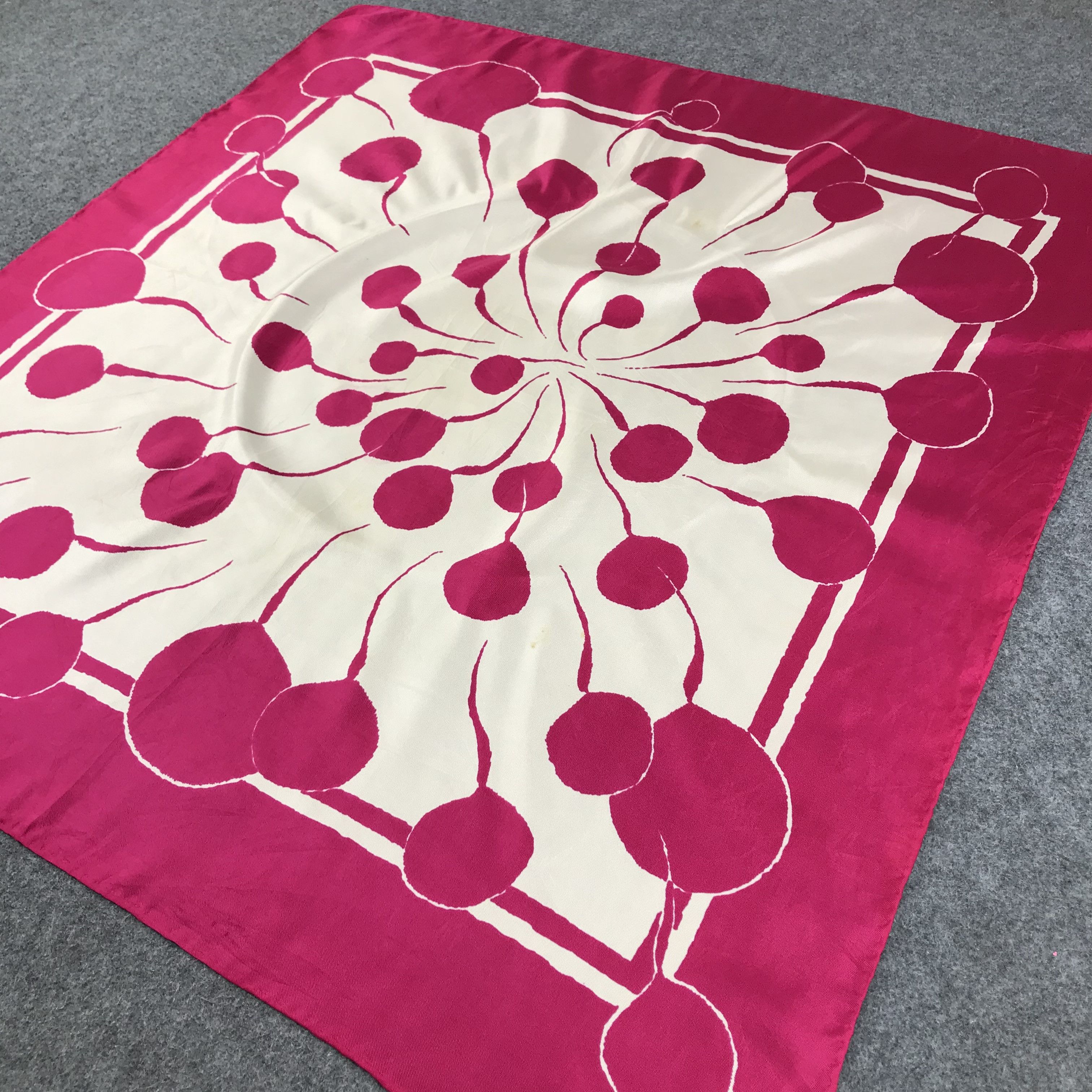 Vintage Vintage Pink Dots Silk Scarf M134 Size ONE SIZE - 3 Thumbnail