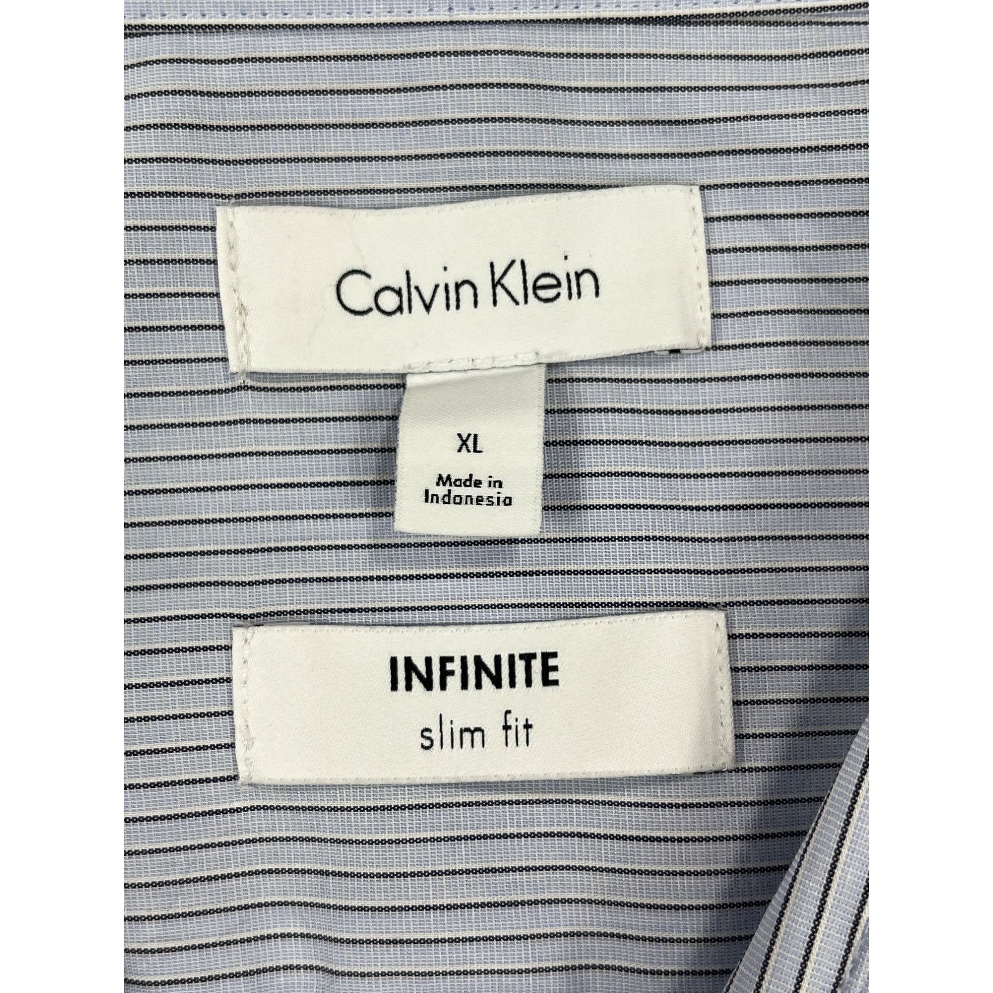 Calvin Klein Calvin Klein SKU 7655 Mens Light blue Striped Dress Shirt Si Size US XL / EU 56 / 4 - 9 Thumbnail