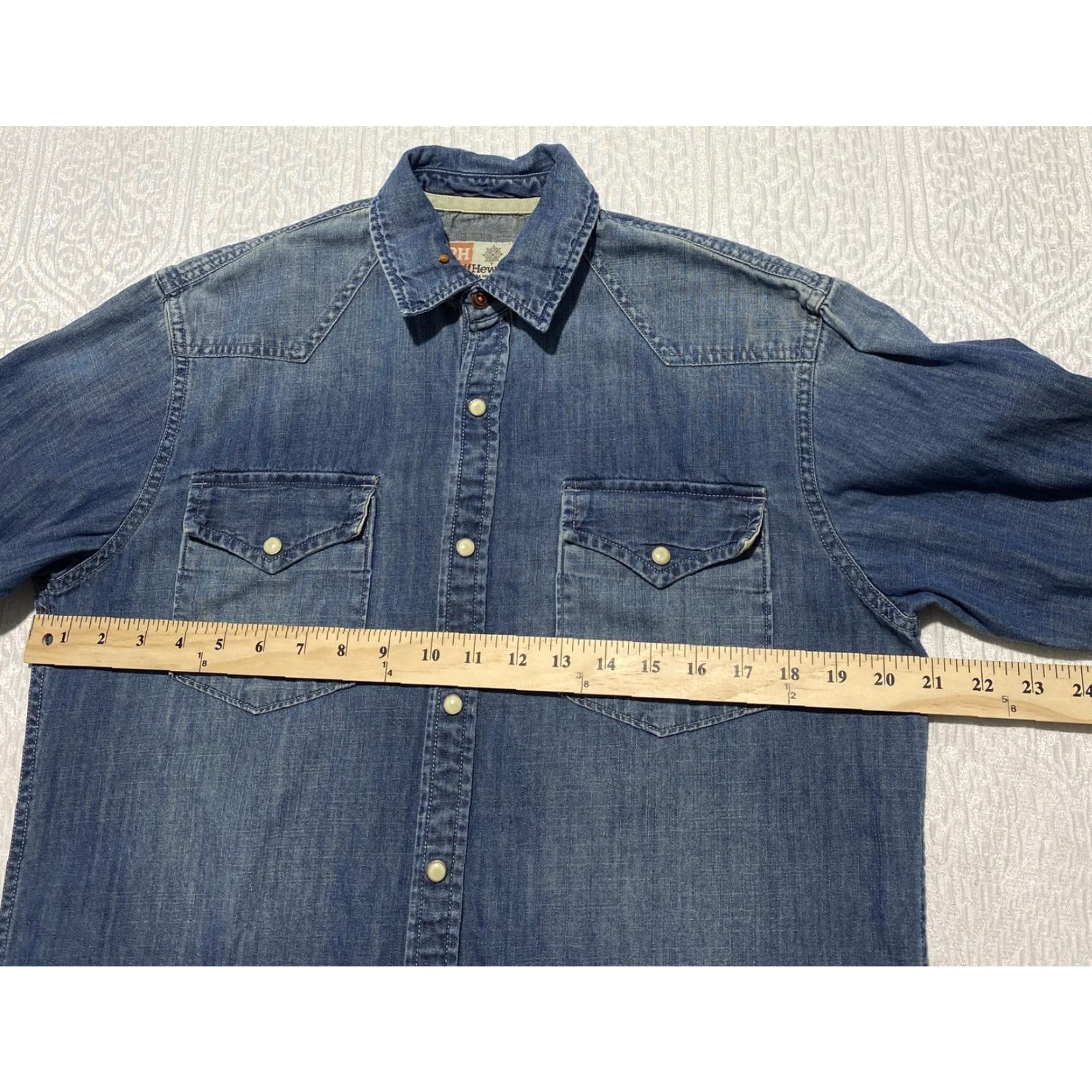 Denime RuffHewn Shirt Mens Small Blue Denim Western Snap Front Long Sleeve Casual Size US S / EU 44-46 / 1 - 4 Thumbnail