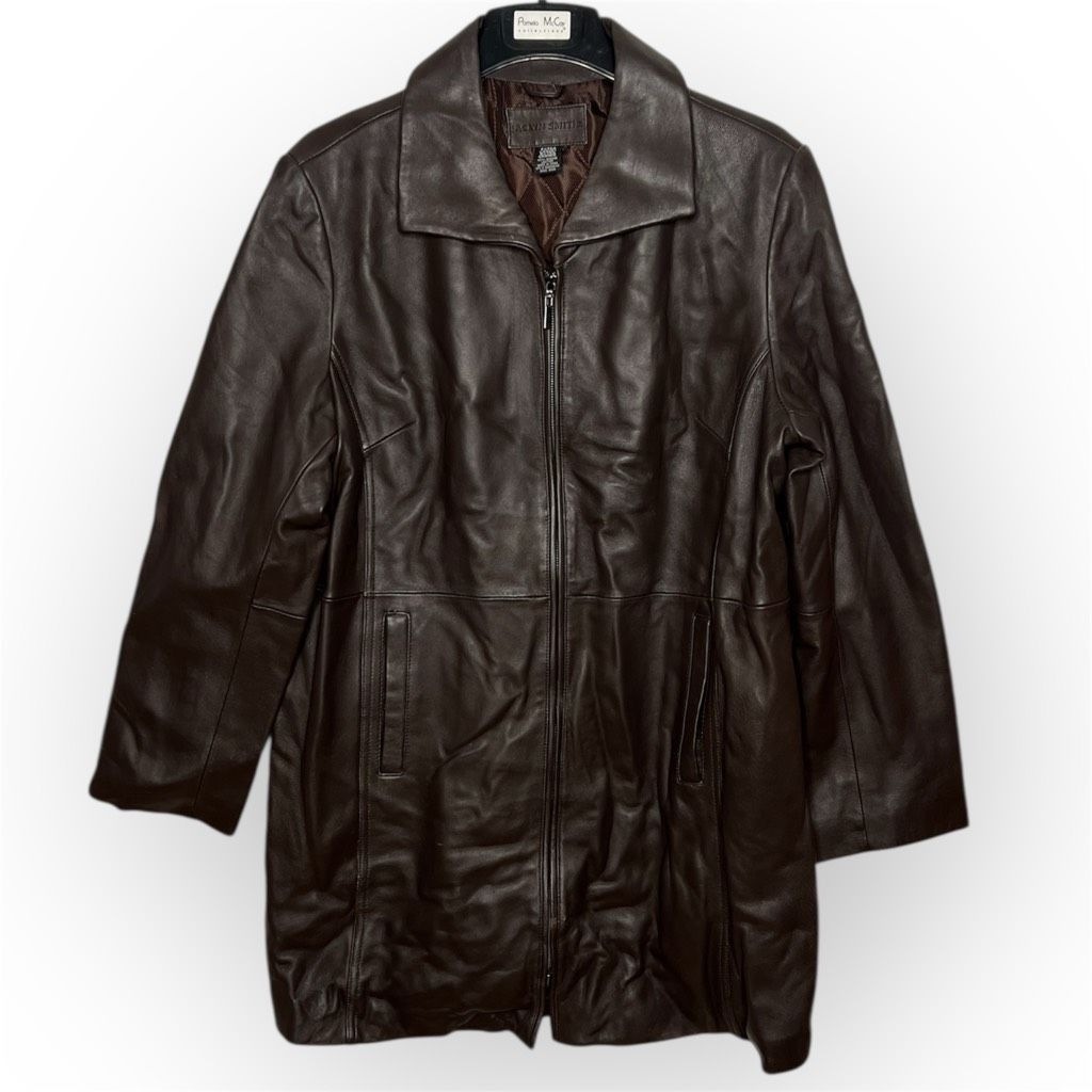 Vintage Jaclyn Smith, Y2K Long Jacket Dark Brown Genuine Leather Coat, Women’s X-Large Size XL / US 12-14 / IT 48-50 - 1 Thumbnail