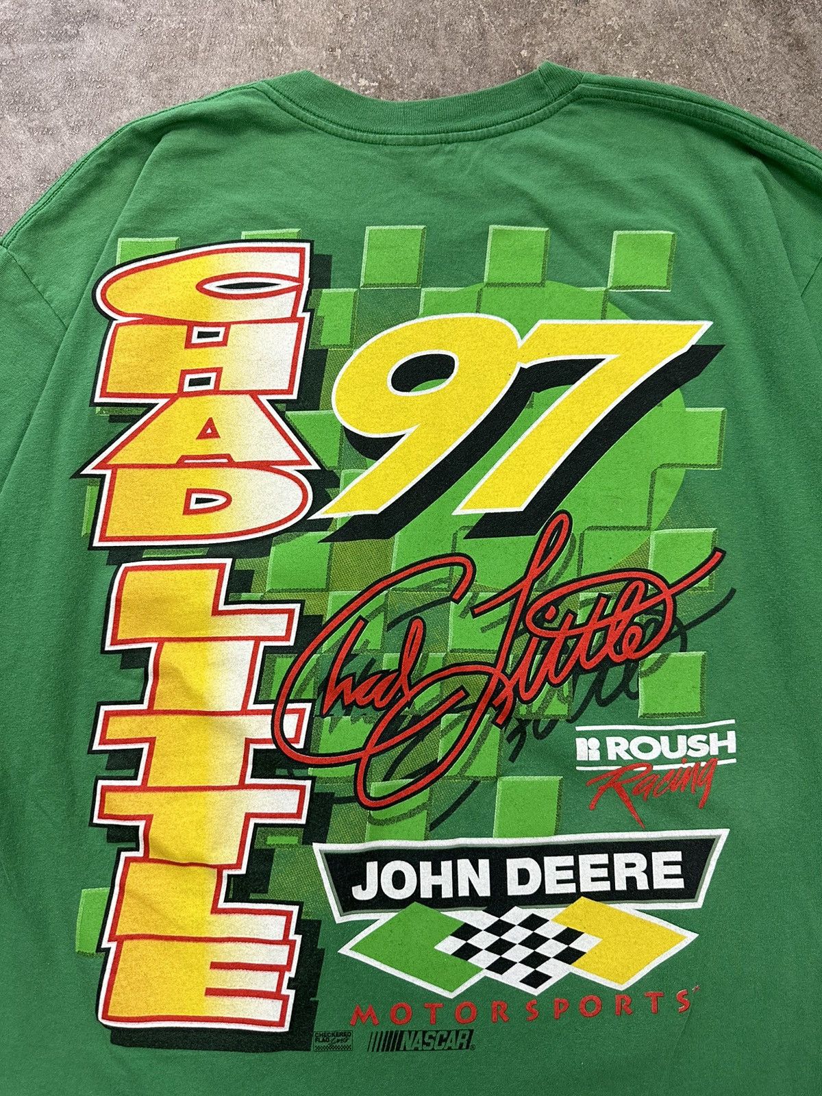 NASCAR Vintage 90s Nascar Chad Little John Deere Racing T-Shirt Size US XL / EU 56 / 4 - 6 Thumbnail