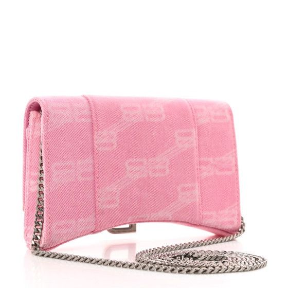 Balenciaga Hourglass Wallet on a chain Bag In Pink Denim Size ONE SIZE - 3 Thumbnail