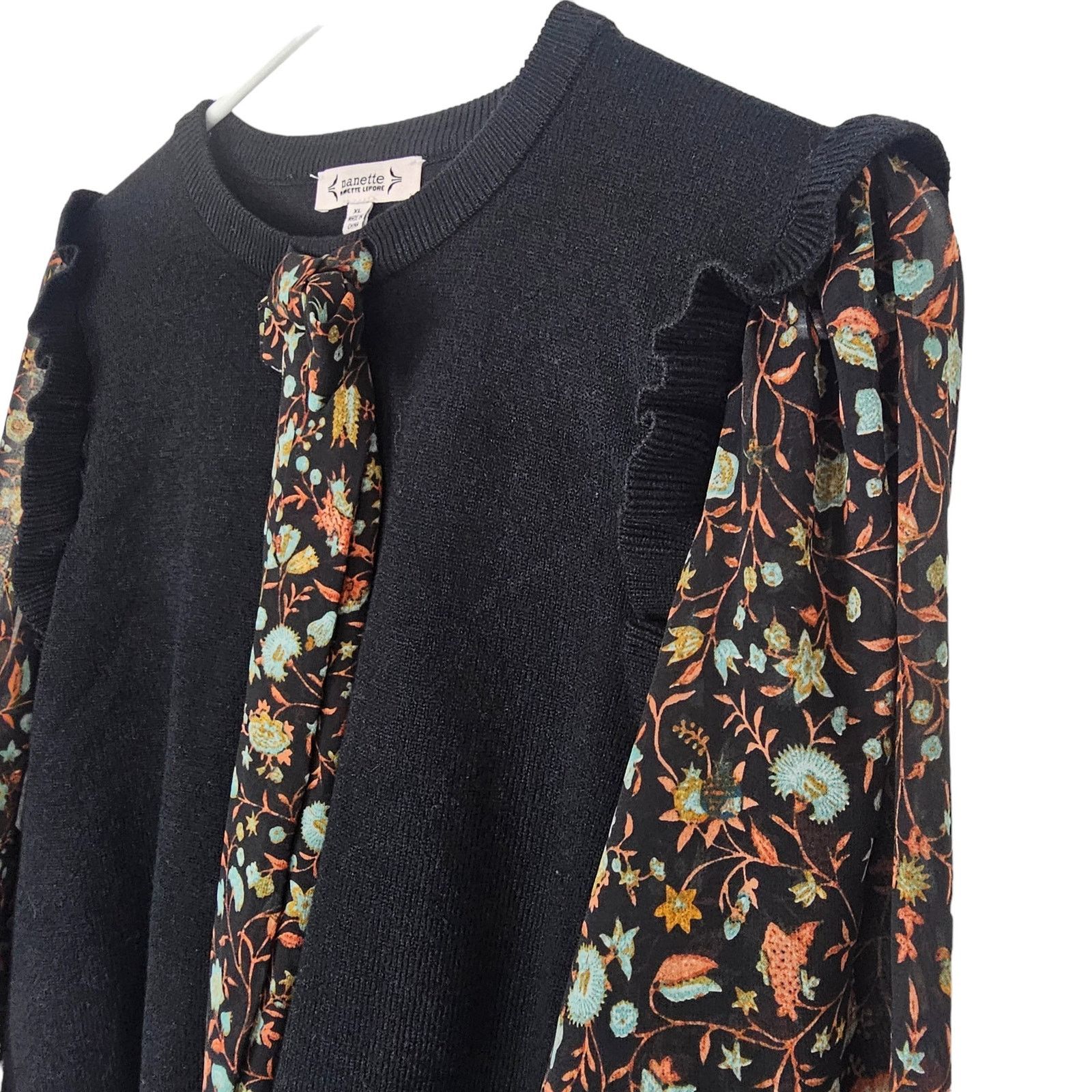 Nanette Lepore Nanette Lepore Womens Floral Sleeve Bow Sweater Size XL Size XL / US 12-14 / IT 48-50 - 5 Thumbnail