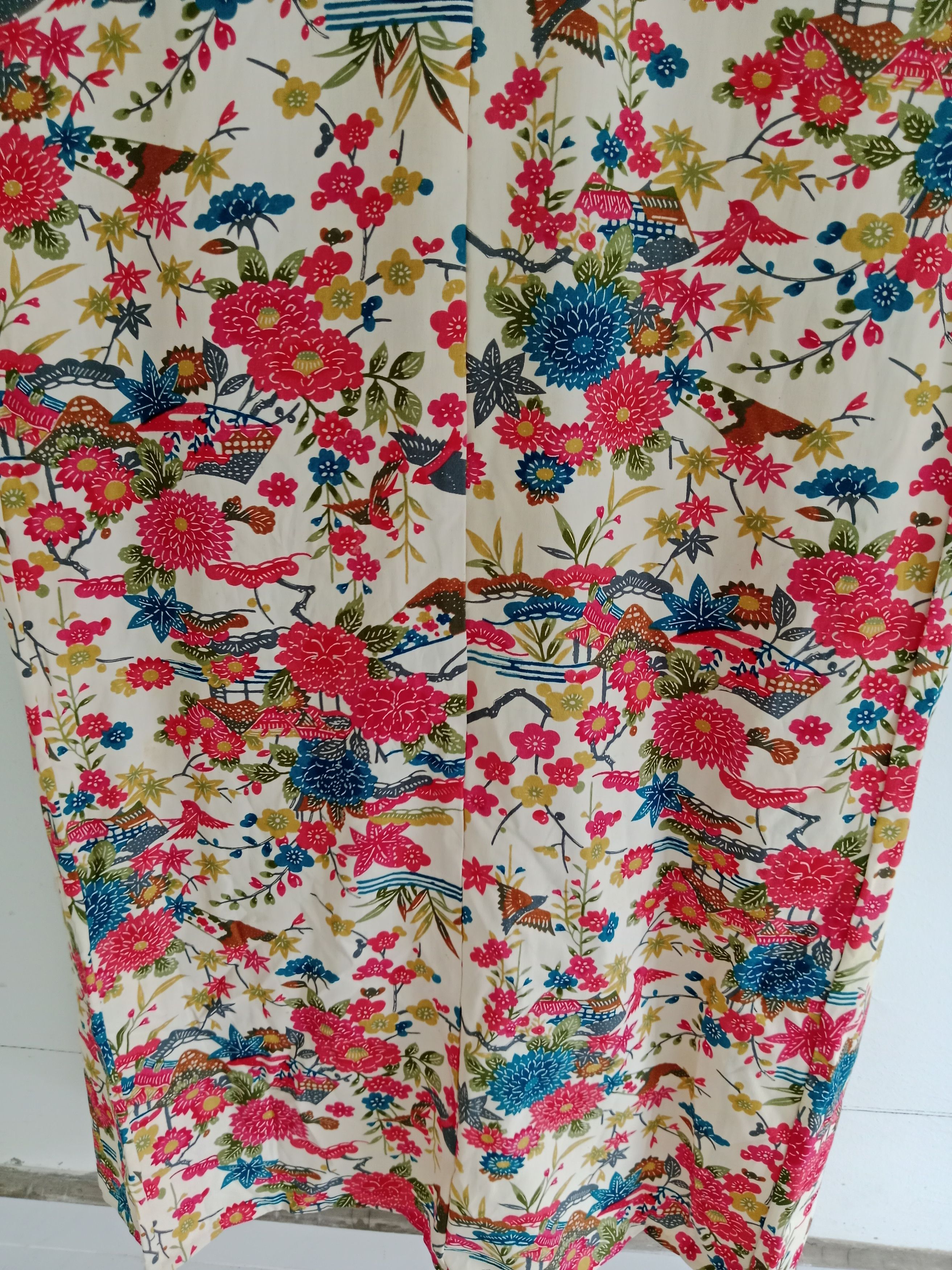 Japanese Brand Vintage Yukata Kimono Flower Motif Full Print Size ONE SIZE - 9 Thumbnail
