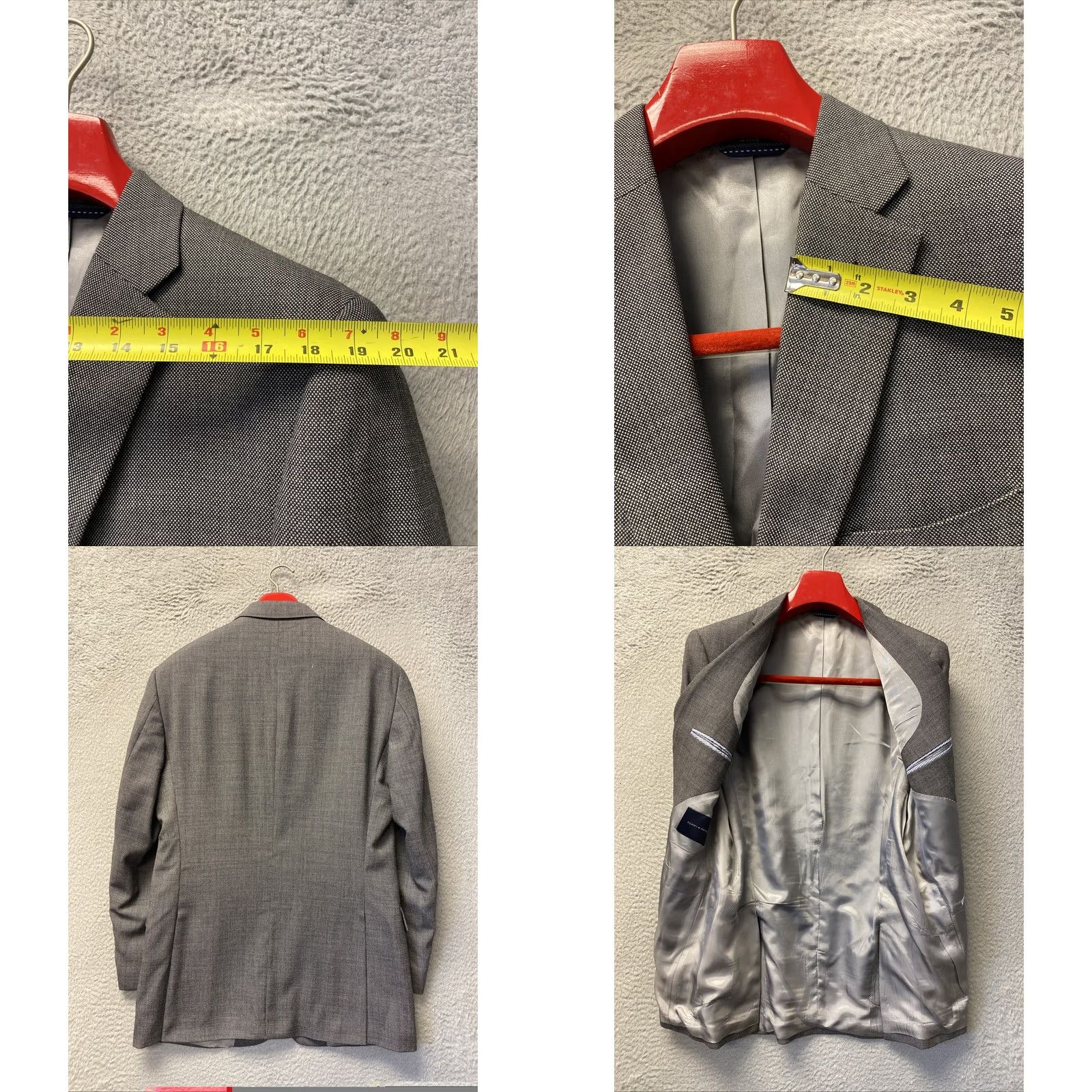 Tommy Hilfiger Tommy Hilfiger Suit 2Pc Set Mens 41R Wool Gray Pants 34x32 /0900 Size 42R - 8 Thumbnail