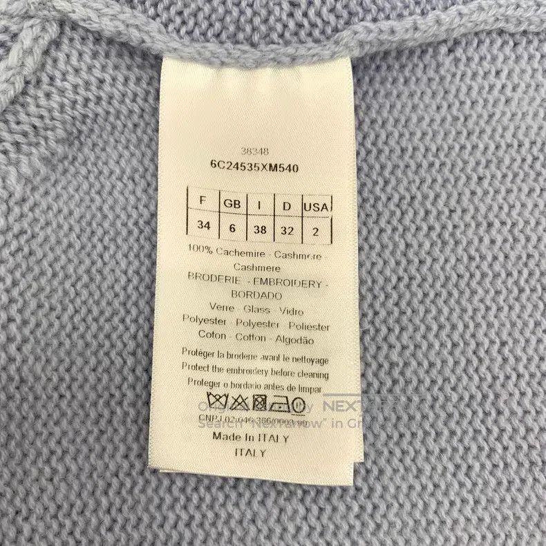 Dior Dior Sky blue floral beaded cashmere round-neck short-slee Size XXS / US 00 / IT 34 - 6 Thumbnail