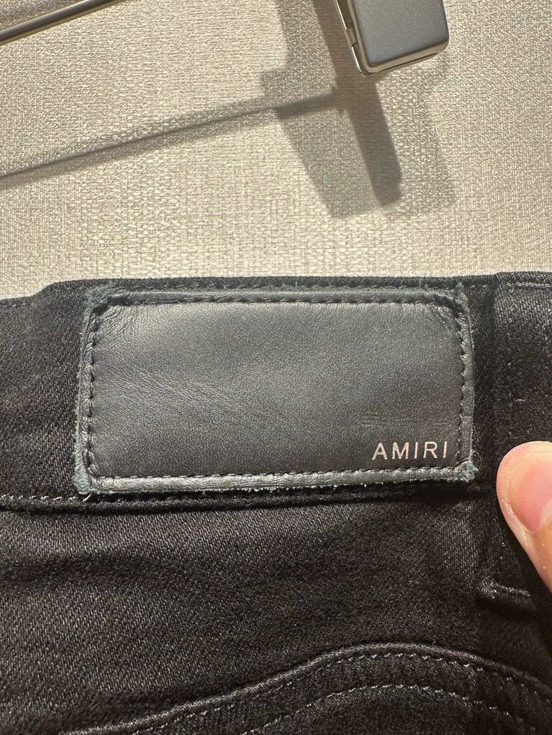 Other Amiri Red Cashew Flower Patch Leather Black Jeans Size US 31 - 6 Thumbnail