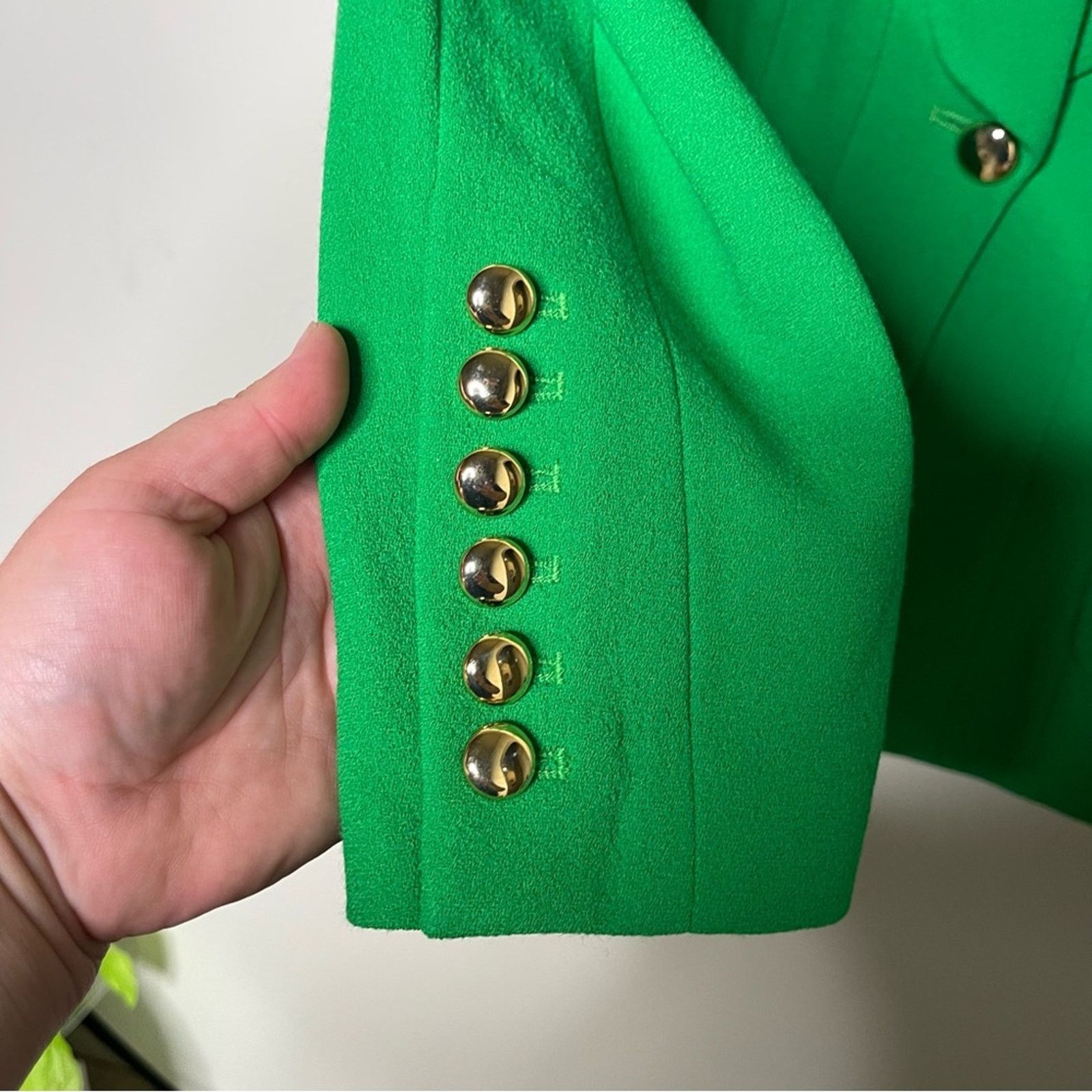 Other Sergio Hudson Wool Shawl-Collar One Button Blazer Green Size L / US 10 / IT 46 - 7 Thumbnail