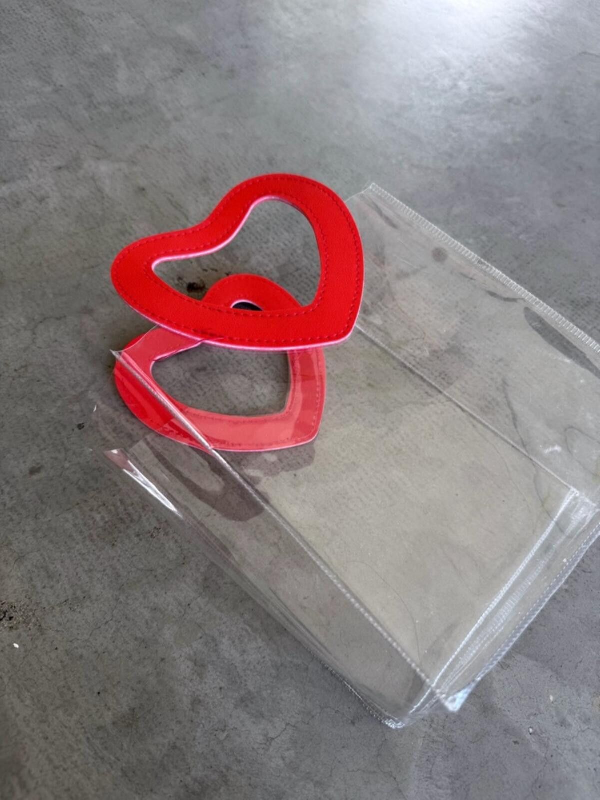 Asos Clear Heart Handle Purse Bag / Transparent Stadium Bag / Red Size ONE SIZE - 5 Thumbnail
