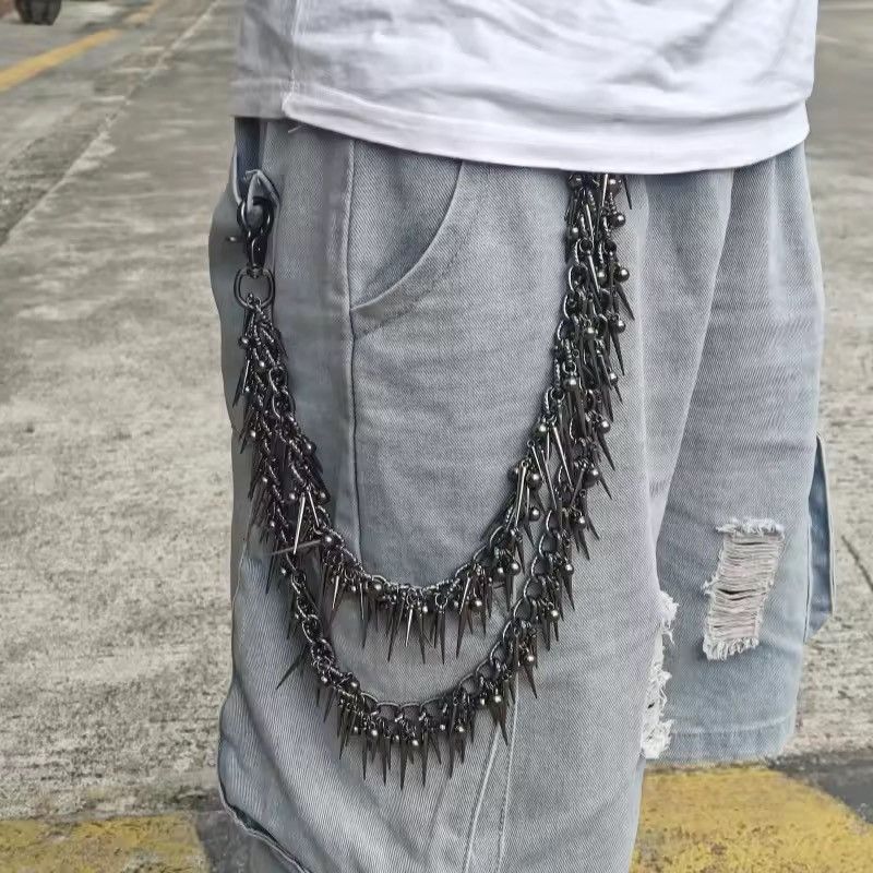 Jewelry Exaggerate Heavy Punk Double-layer Rivet Waist chain Size ONE SIZE - 1 Thumbnail