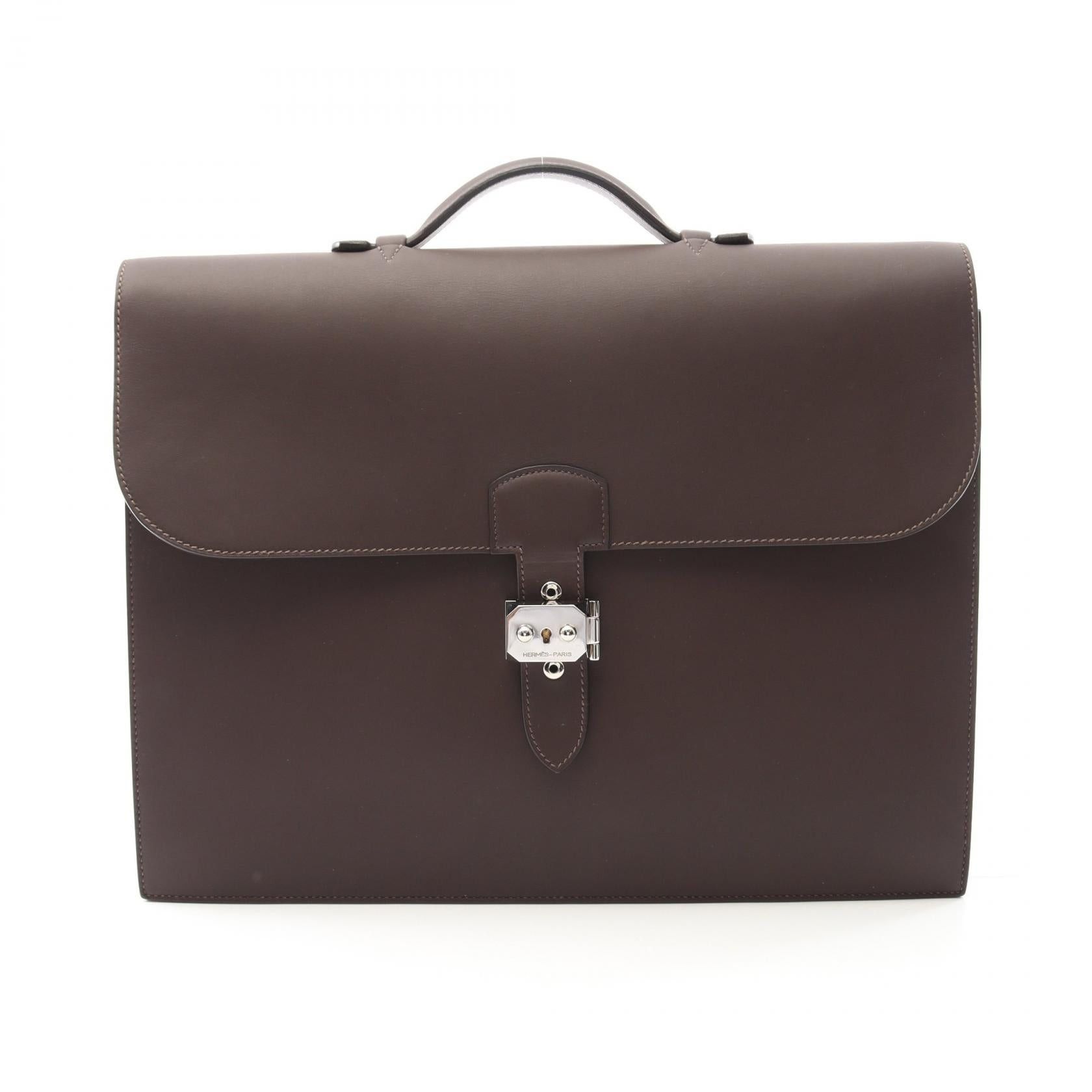Hermes Hermes Sac Adepesh 38 Chocolate Business Bag Briefcase Veau Sombré Dark Brown Silver Hardware Stamp Size ONE SIZE - 1 Thumbnail