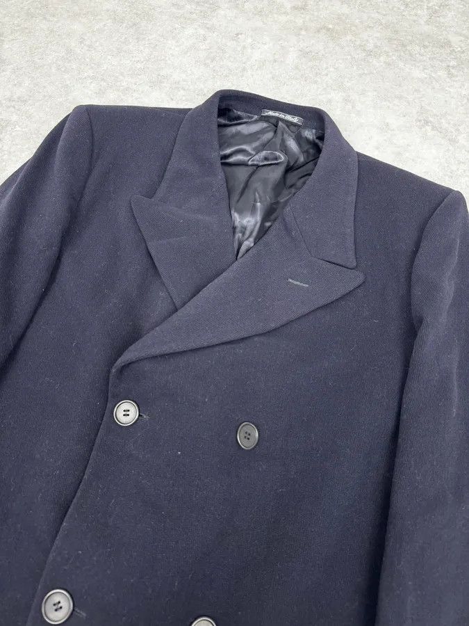 Armani Collezioni 1990s Giorgio Armani Le Collezioni Navy Wool Officier Trench Coat Size US L / EU 52-54 / 3 - 5 Thumbnail