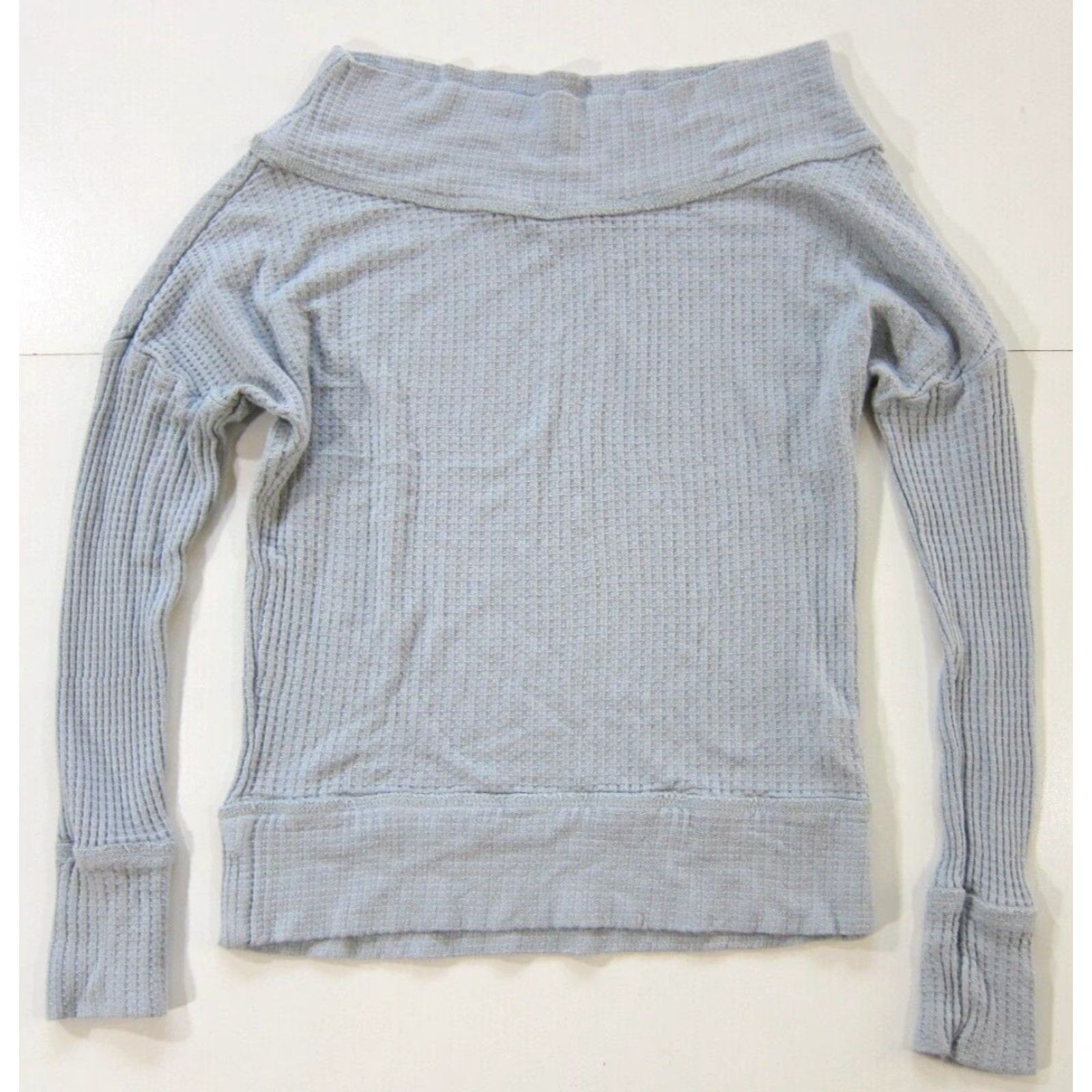 Lucky Brand Lucky Brand Blue Rayon Stretch Waffle Weave Scoop Neck Long Sleeve Shirt Small Size S / US 4 / IT 40 - 6 Thumbnail