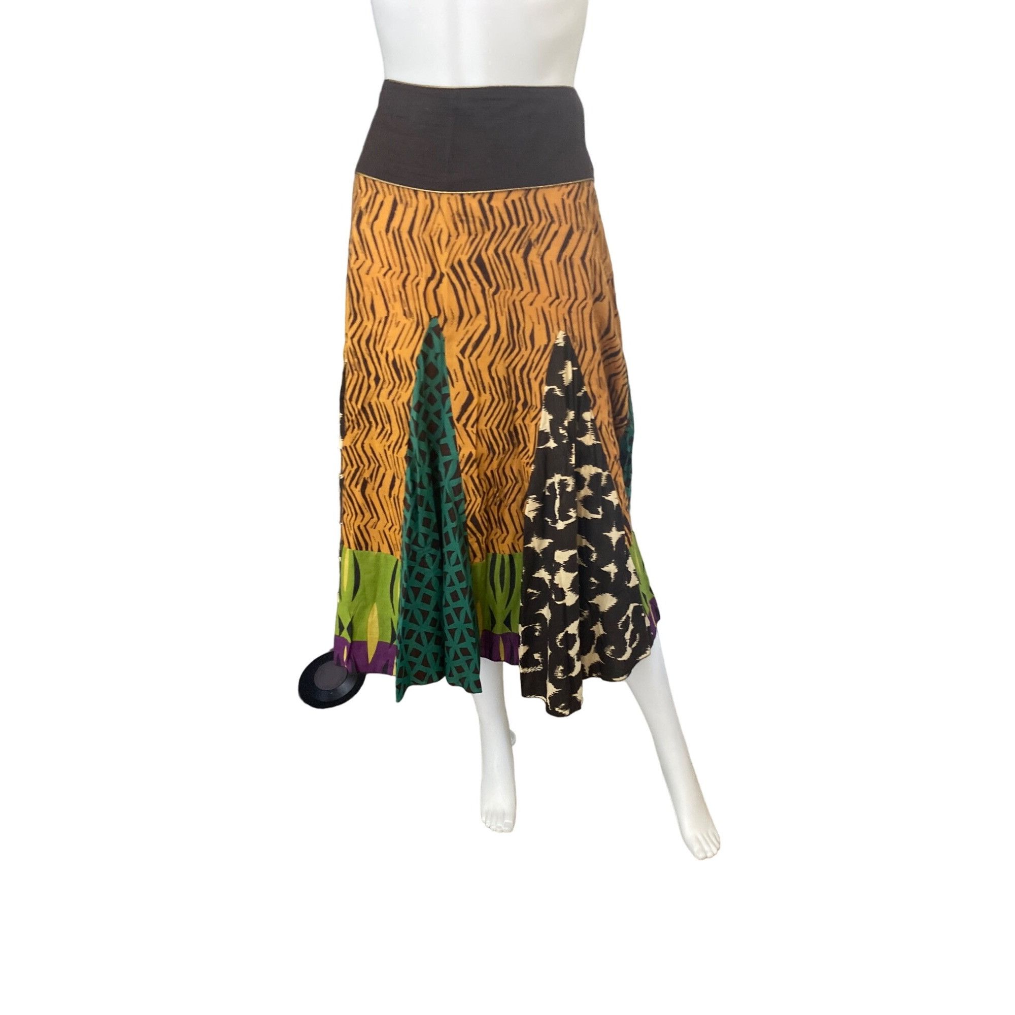 Vintage JULIE G. WOMEN'S JUNGLE BOHEMIAN PLEATED FULL SKIRT SZ L Size 30" / US 8 / IT 44 - 1 Thumbnail