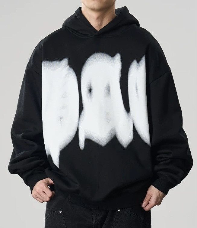 image of Vintage Avant Garde Phantom Gothic Print Hoodie Sweatshirt in Black, Men's (Size XL)