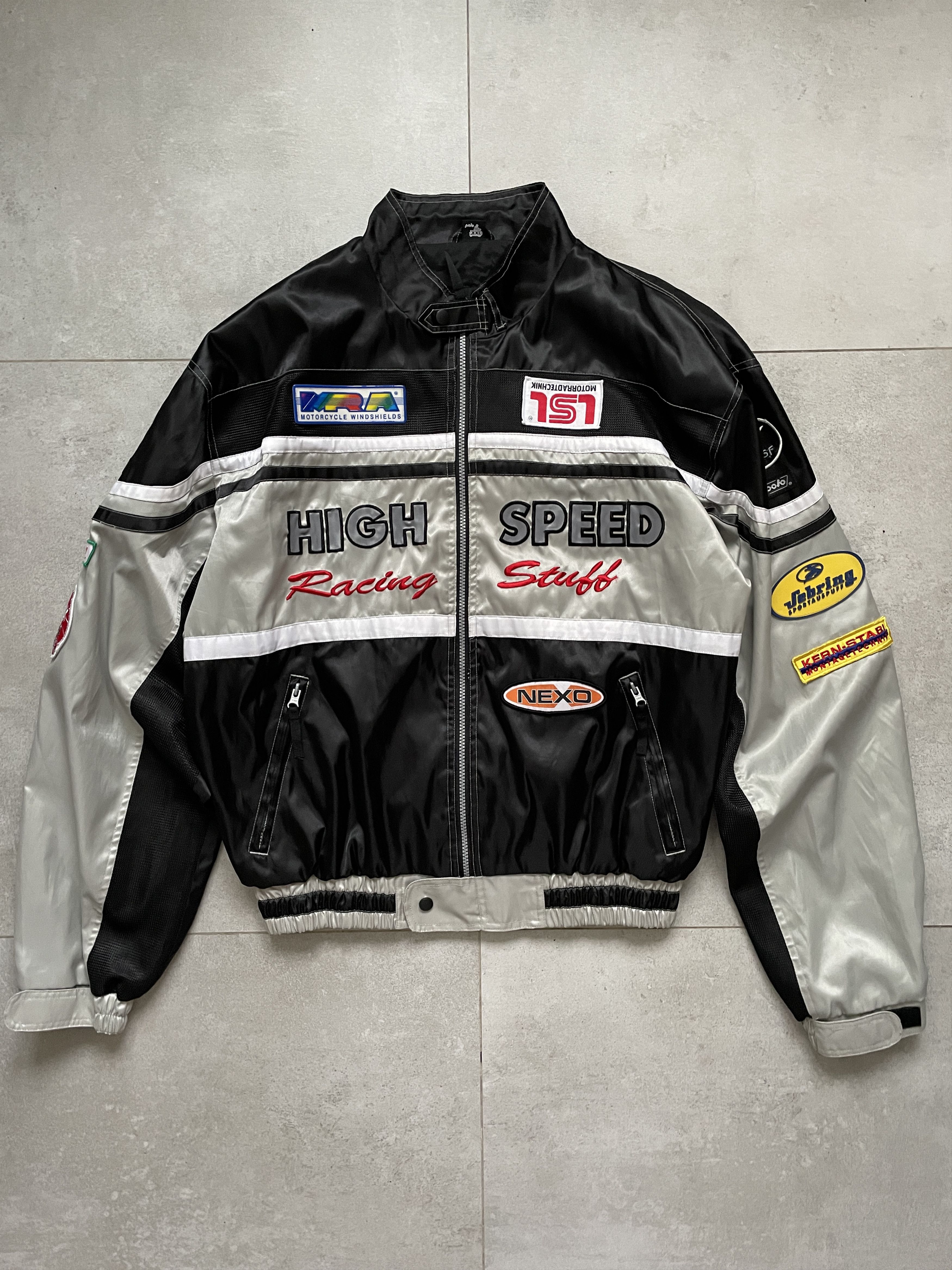 image of Formula Uno x Moto High Speed Racing Silver Black Motorsport F1 Jacket, Men's (Size XL)