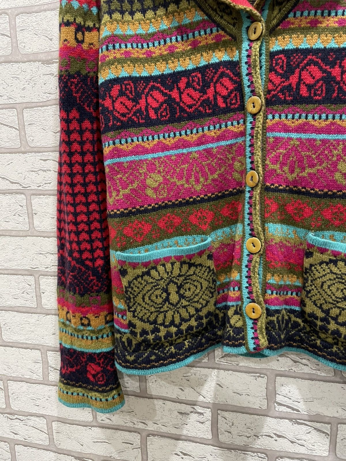 Vintage Ivko Woman Handwritten Vintage Wool Knit Sweater Cardigan Size M / US 6-8 / IT 42-44 - 7 Thumbnail