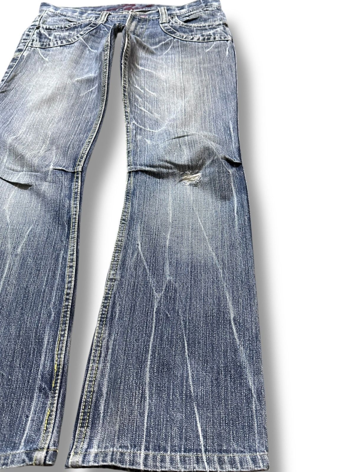 Hysteric Glamour Vintage Japanese Brand Flare Faded Spiral Leg Grunge Denim Size US 33 - 4 Thumbnail