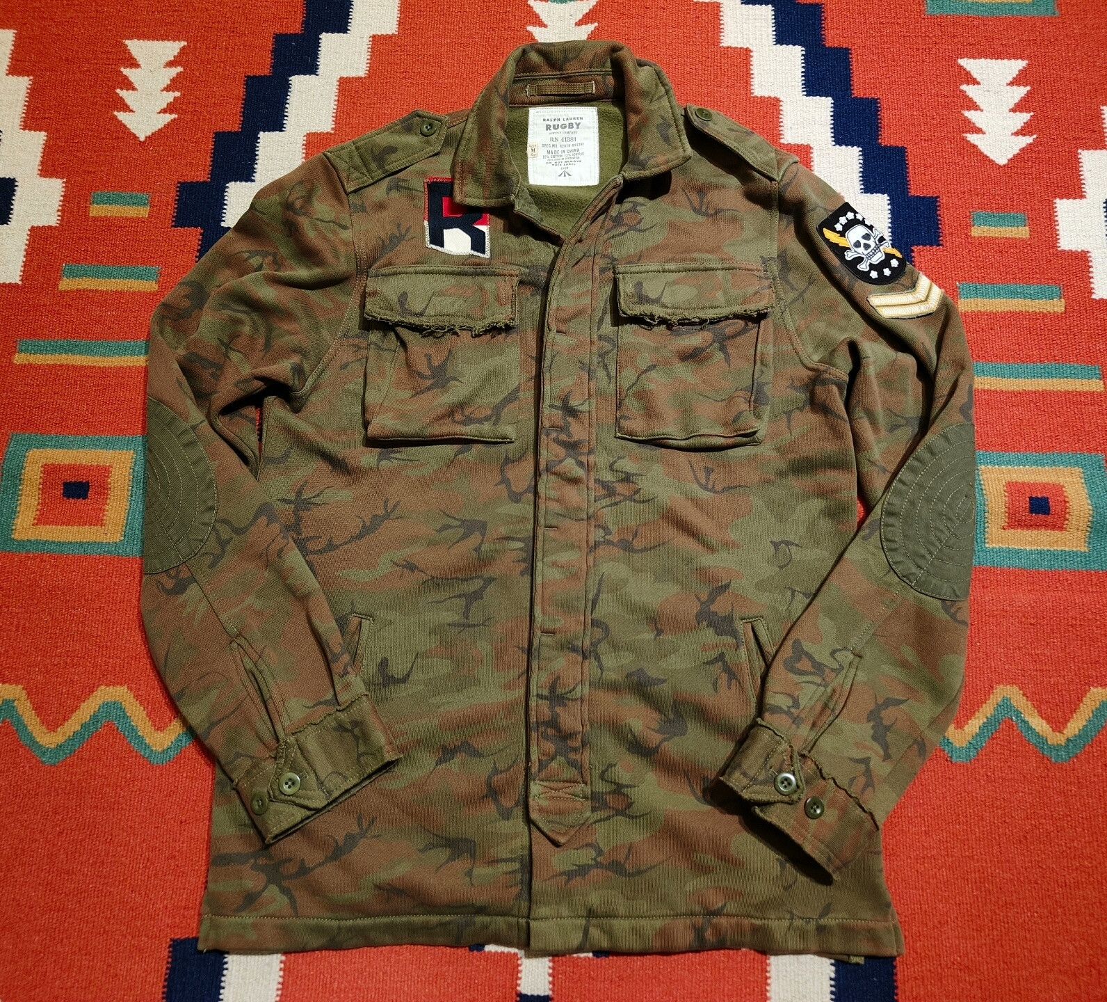 RRL Ralph Lauren Rugby Camouflage Knitted Military Jacket Size US M / EU 48-50 / 2 - 1 Thumbnail