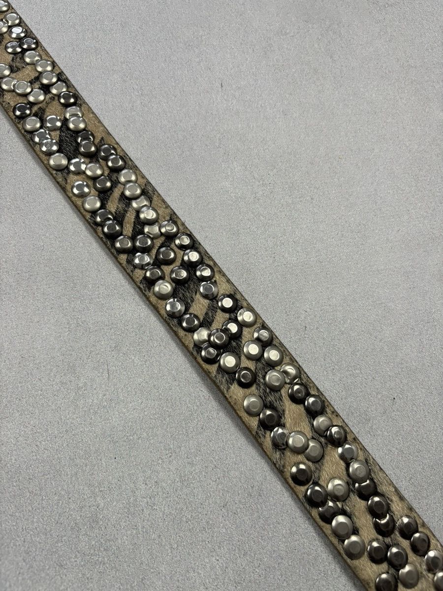 Vintage Vintage Belt Metal Style Parts Rhinestones Zebra Hair Print Size ONE SIZE - 7 Thumbnail